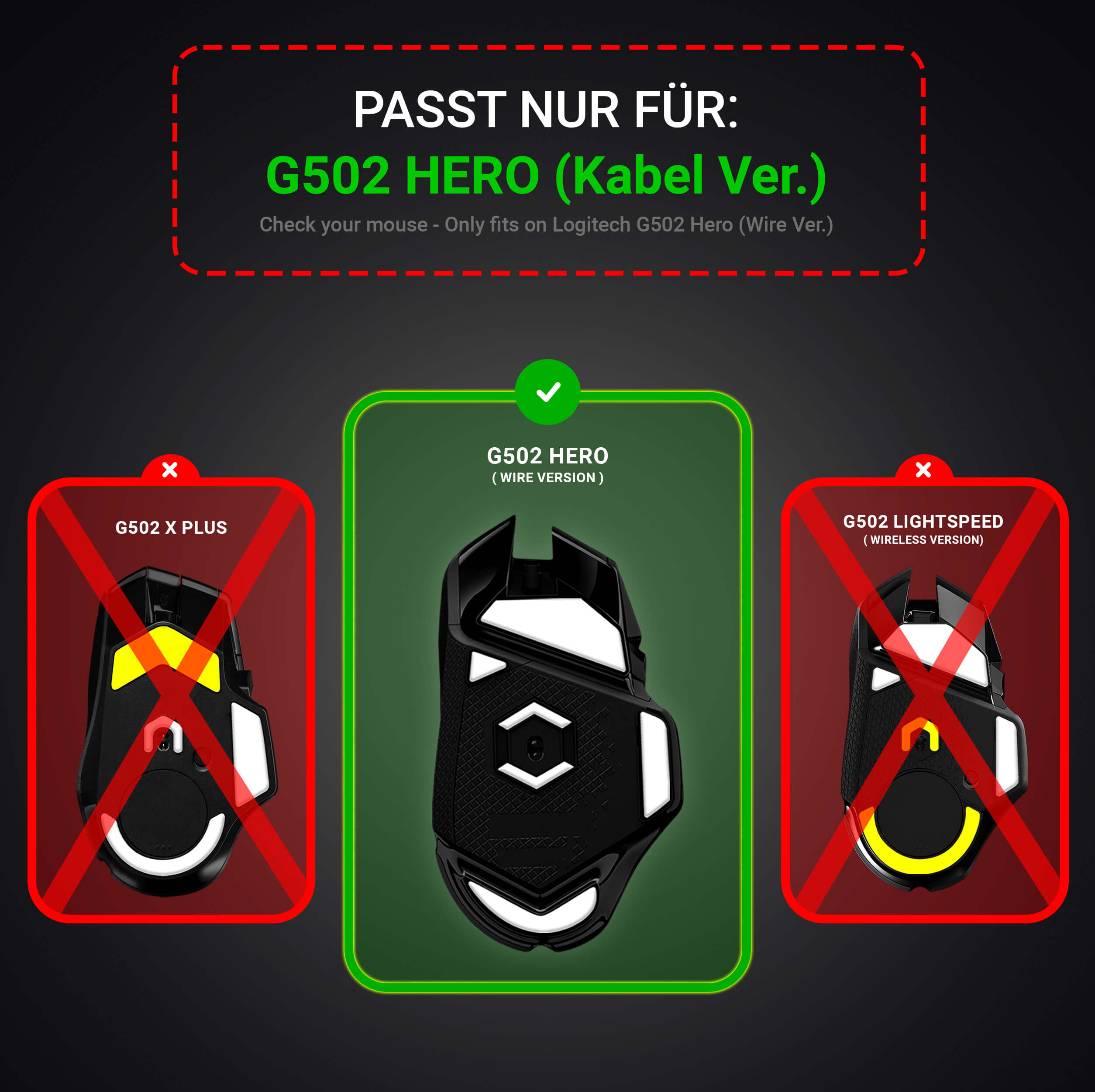 DPS Glides (2x) for Logitech G502 (Wired Ver.) Gaming Mouse