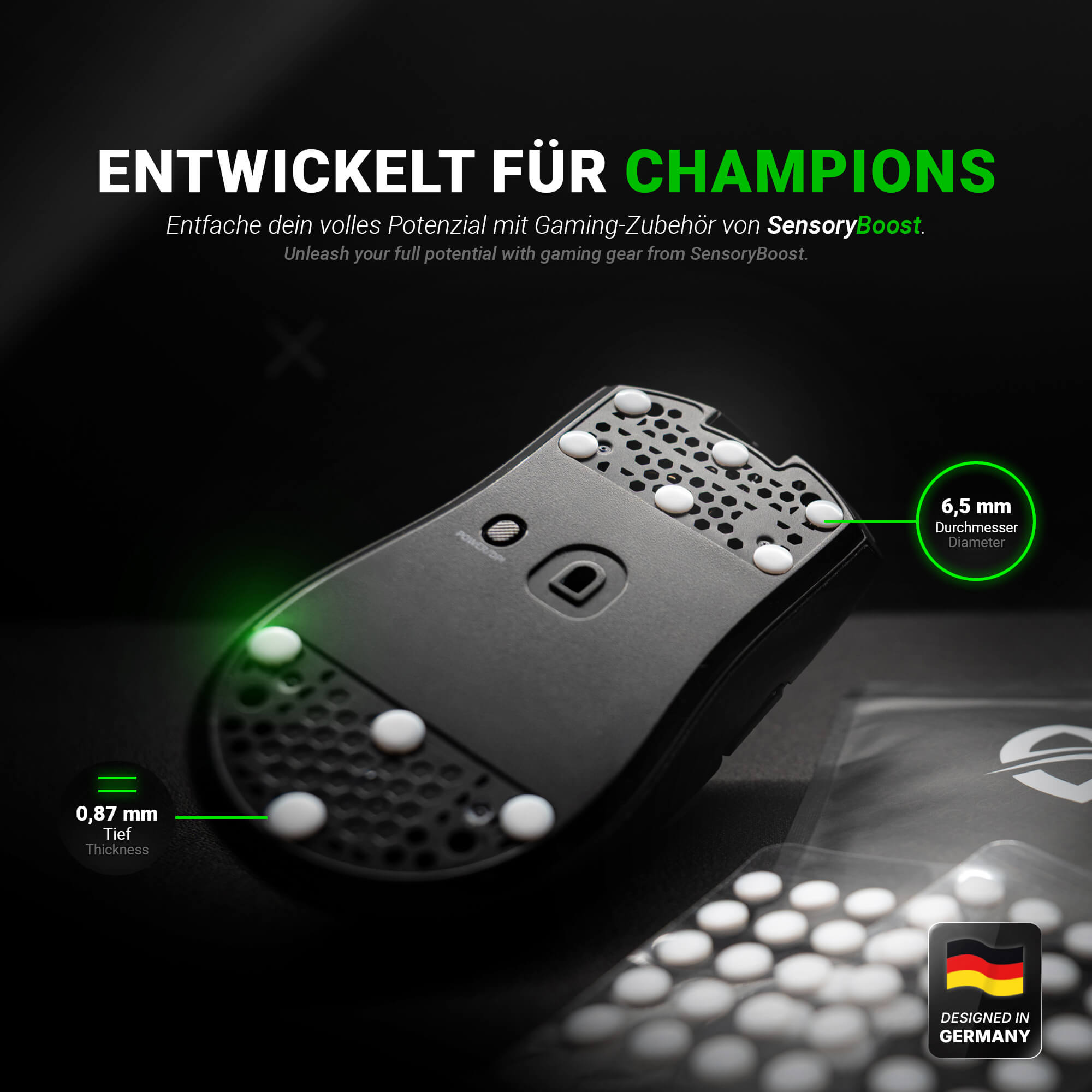 DPS (d) 2.0 Skates – 40 Stück – Universelle Ersatz-Mausfüße Dots