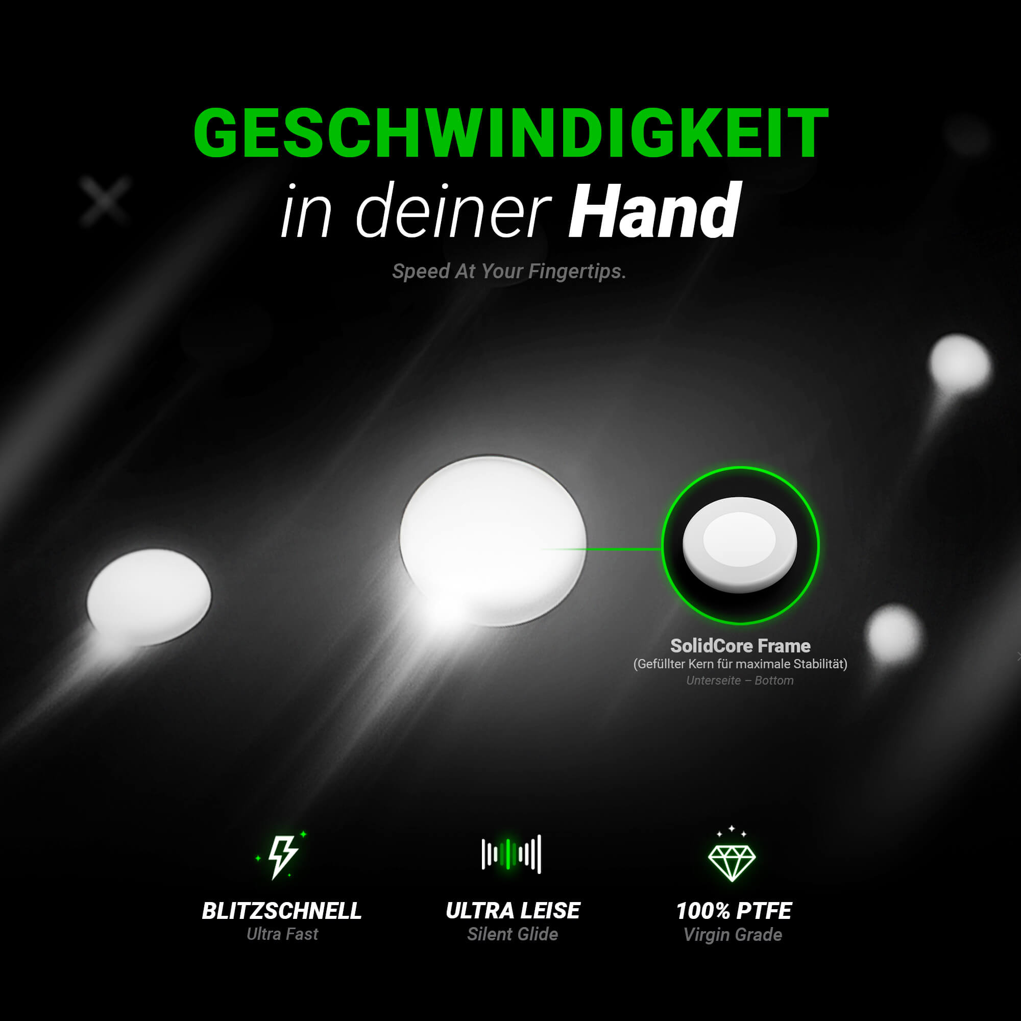 DPS (d) 2.0 Skates – 40 Stück – Universelle Ersatz-Mausfüße Dots