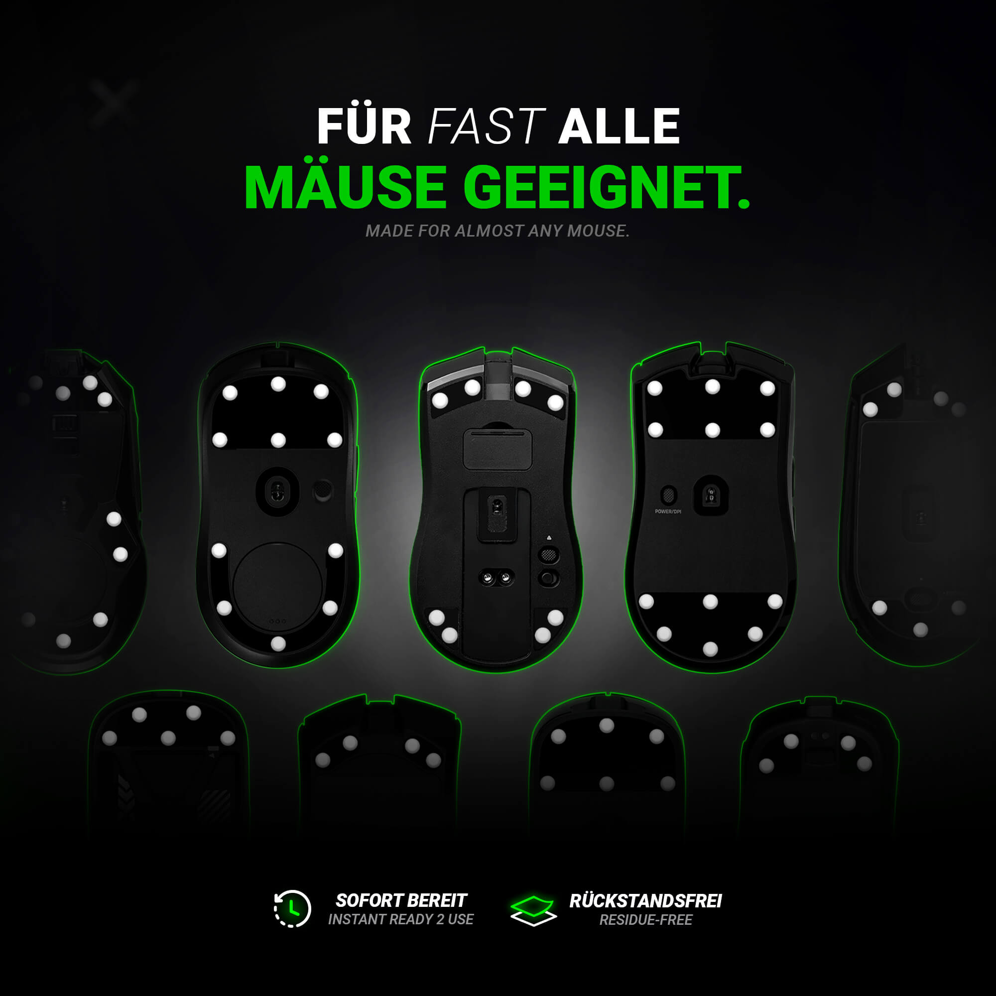 DPS (d) 2.0 Skates – 40 Stück – Universelle Ersatz-Mausfüße Dots