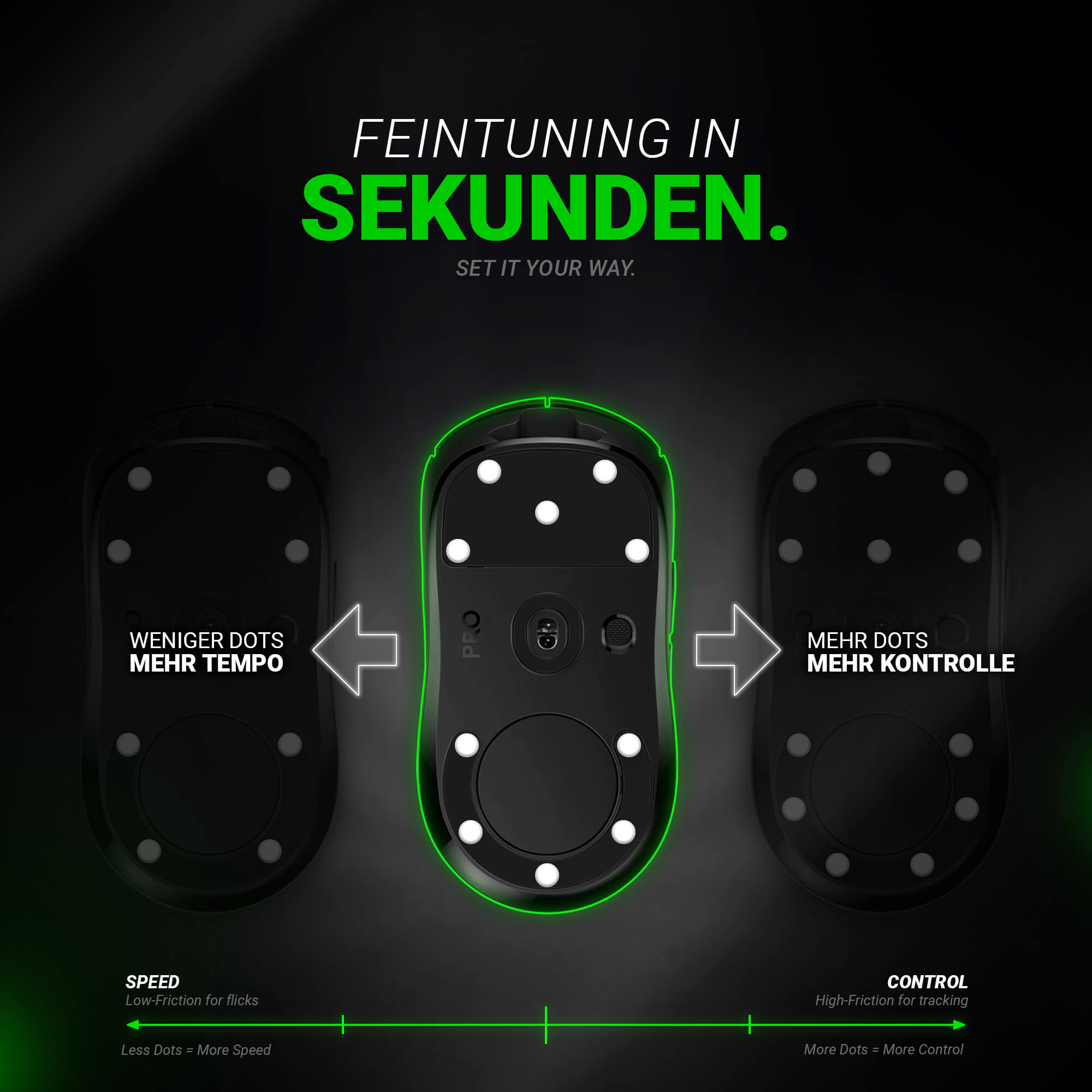 FPS (d) 2.0 Skates – 40 Stück –  Universelle Ersatz-Mausfüße Dots