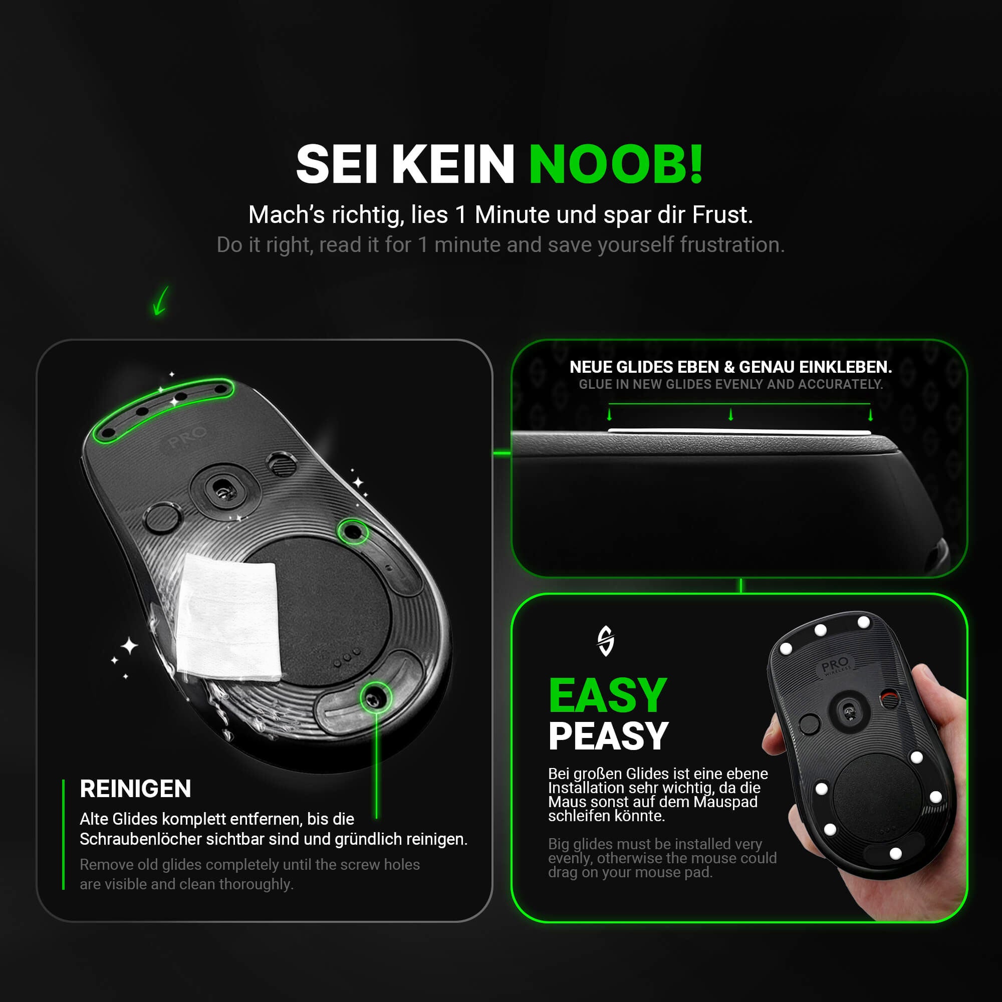 ADS (d) 2.0 Skates – 40 Stück – Universelle Ersatz-Mausfüße Dots