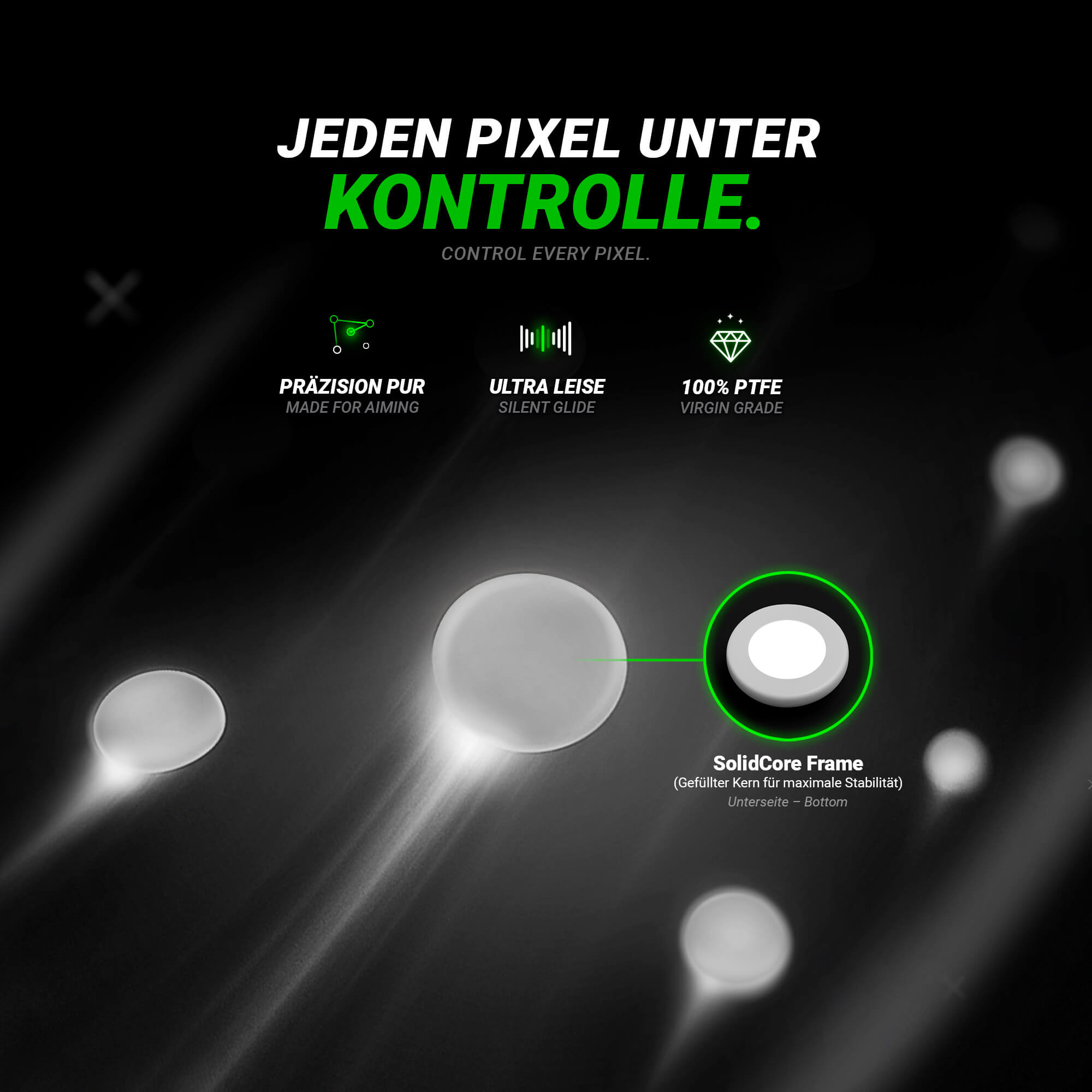 FPS (d) 2.0 Skates – 40 Stück – Universelle Ersatz-Mausfüße Dots