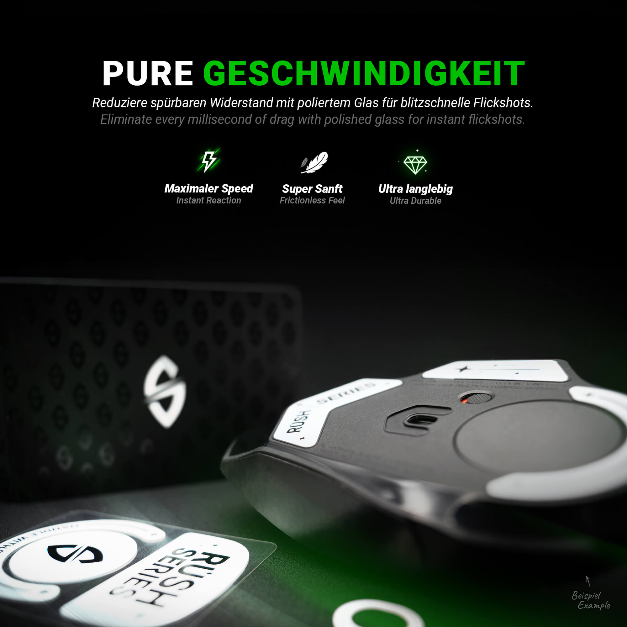 RUSH Series – Mausfüße für Logitech G PRO X2 Superstrike – Glas (Aluminosilikat)