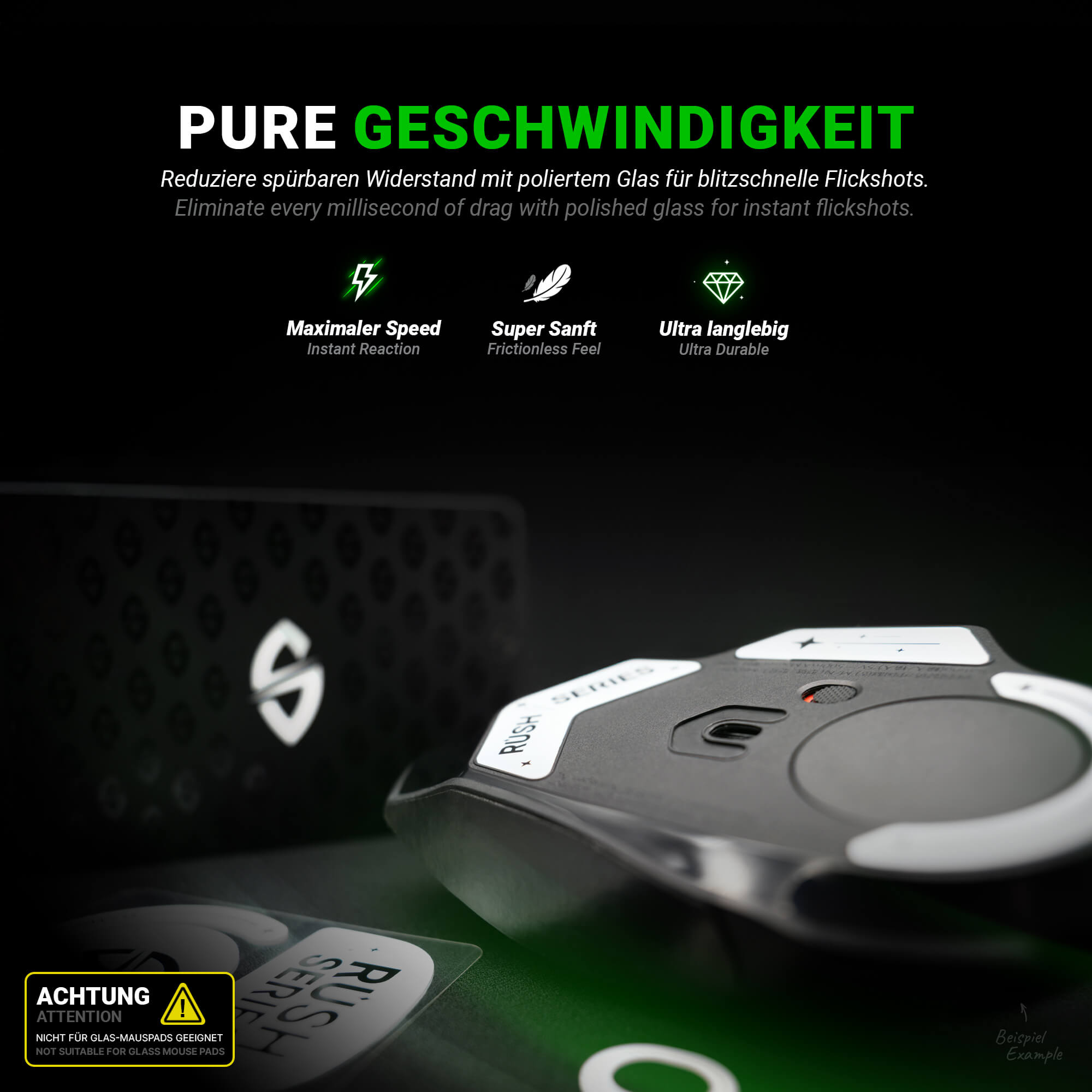 RUSH Series – Mausfüße für Razer Viper Ultimate – Glas (Aluminosilikat)