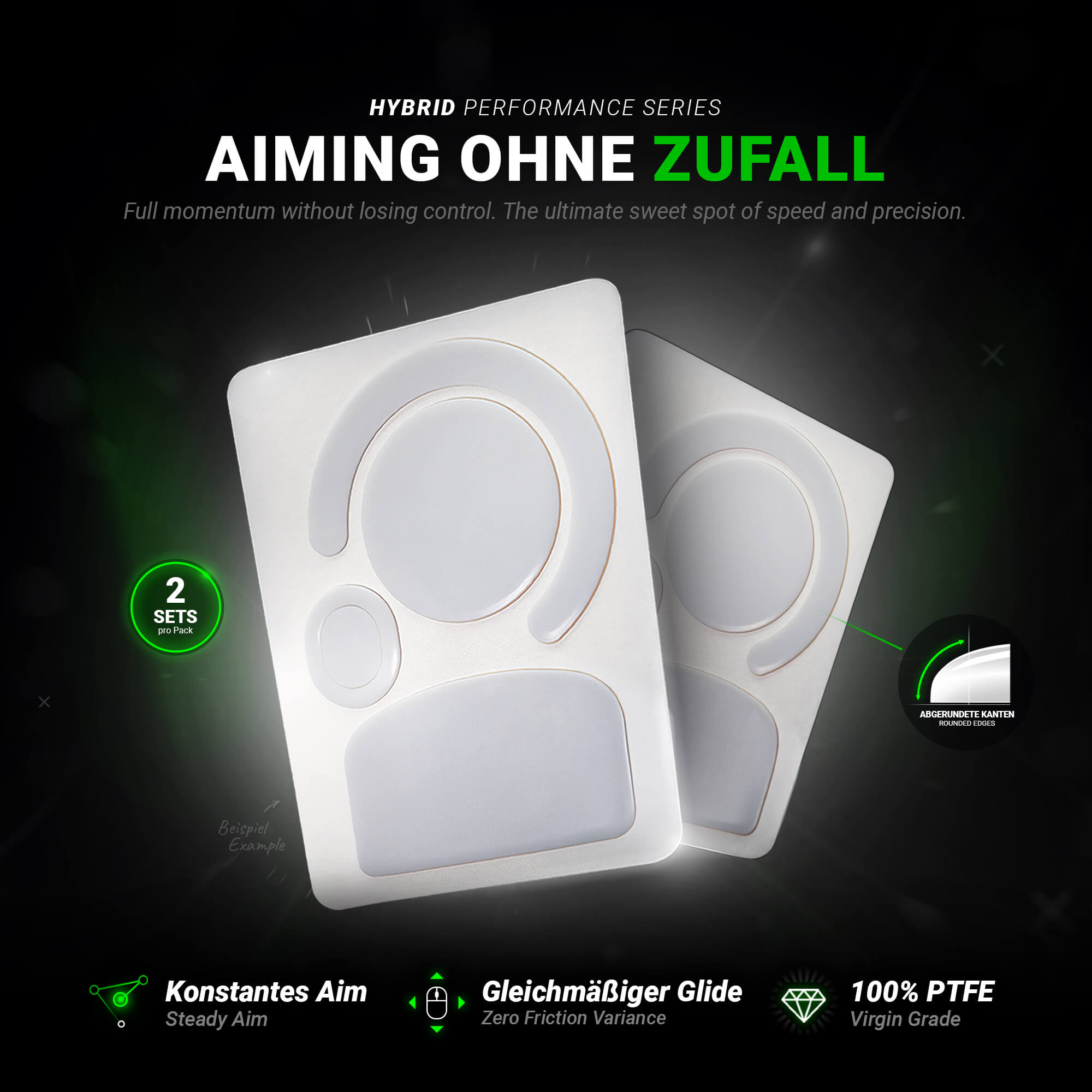 SensoryBoost HPS Mausfüße für Logitech G502 Hero (Kabel Ver.) – PTFE, 2er Set