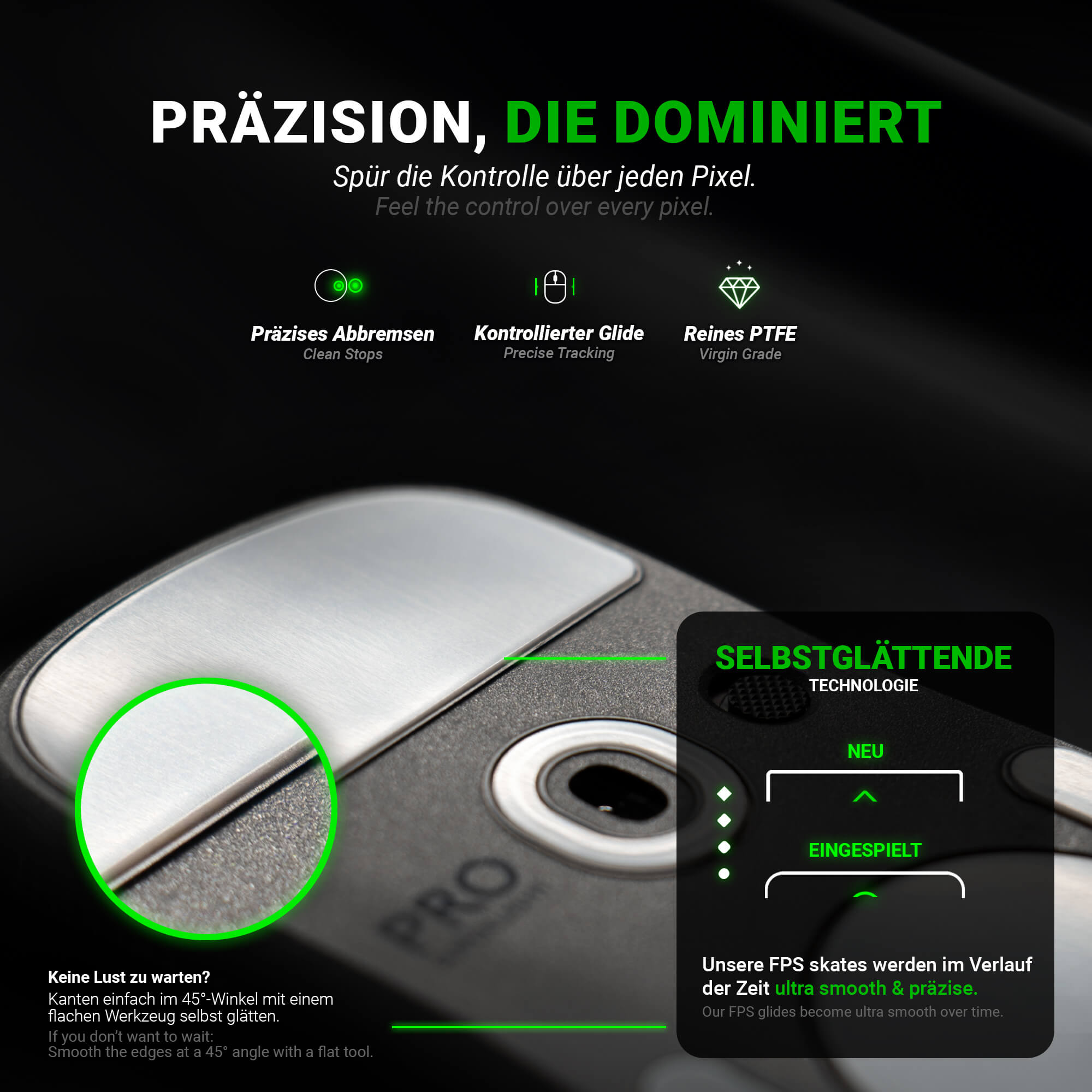 SensoryBoost FPS Mausfüße für Razer Deathadder V3 Hyperspeed – PTFE, 2er Set