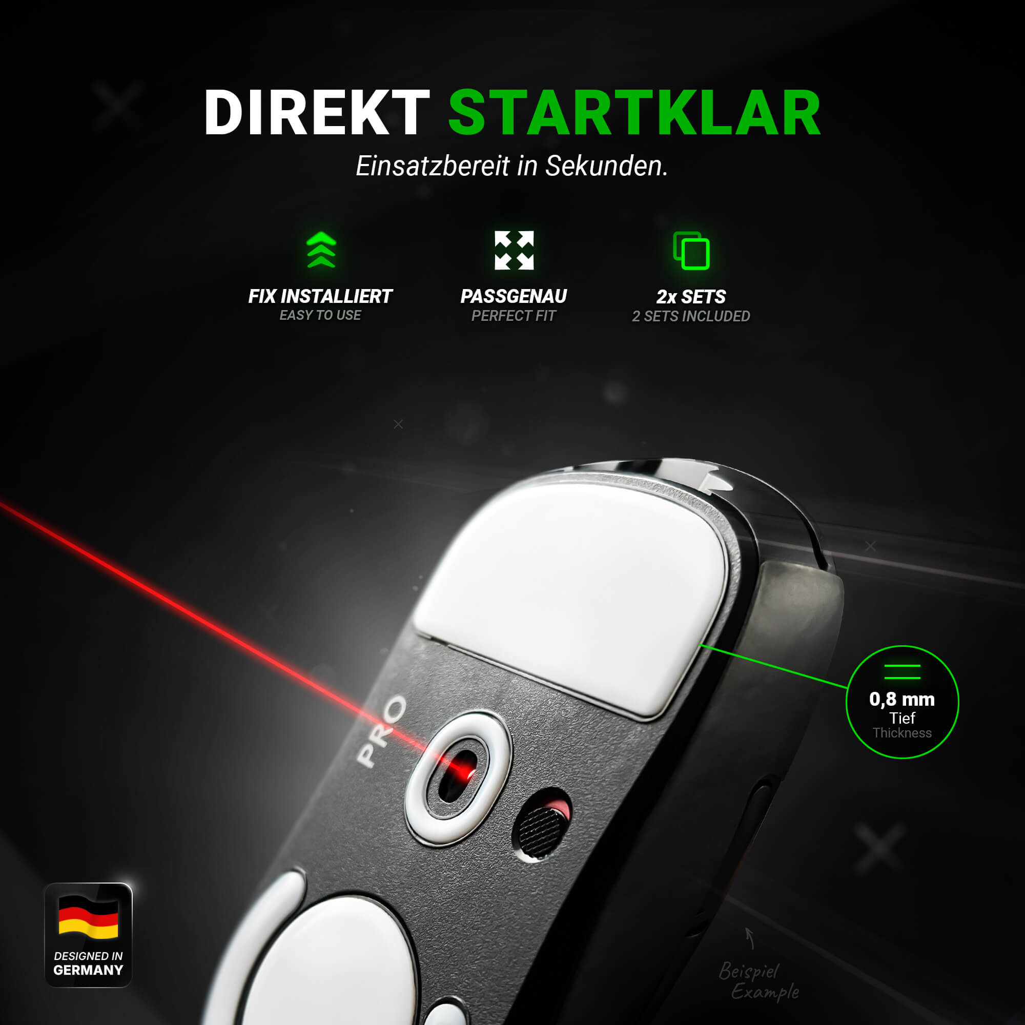 DPS Glides (2x) for Roccat Kone AIMO Gaming Mouse