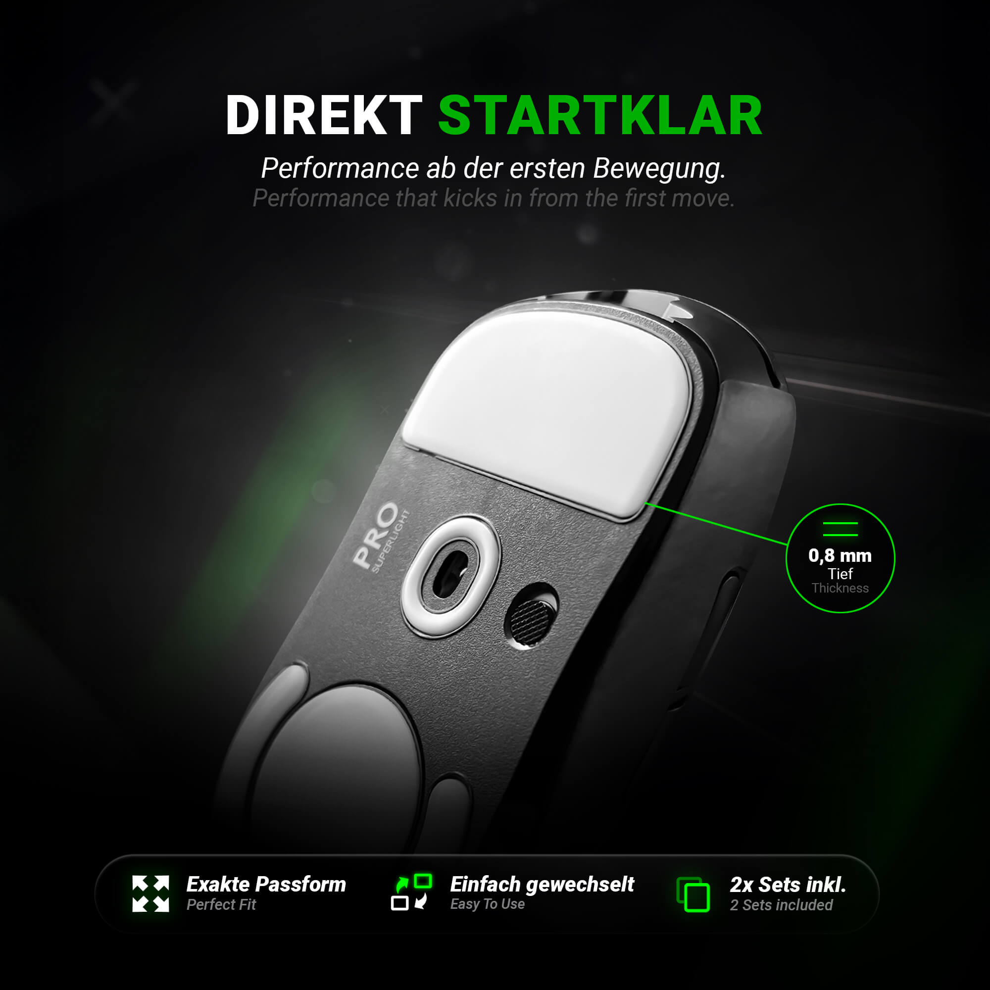SensoryBoost DPS Mausfüße für Razer Naga X – PTFE, 2er Set