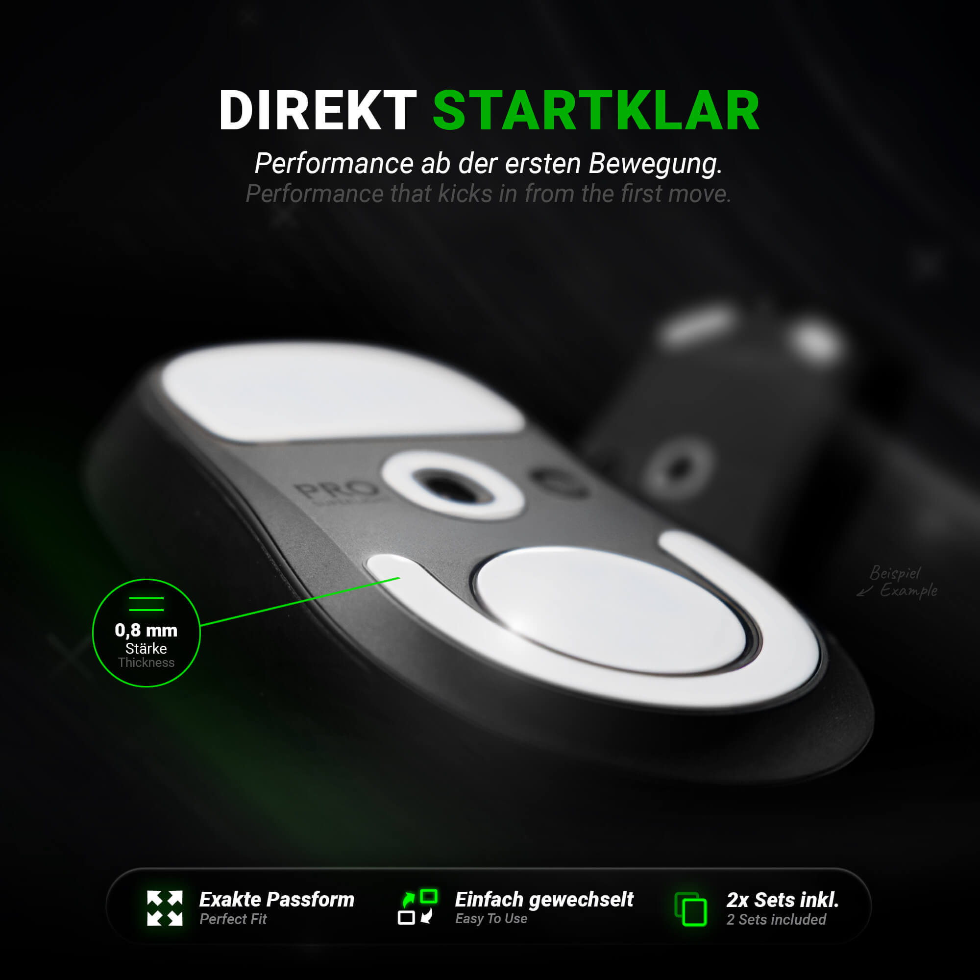 SensoryBoost HPS Mausfüße für Razer Deathadder V2 – PTFE, 2er Set