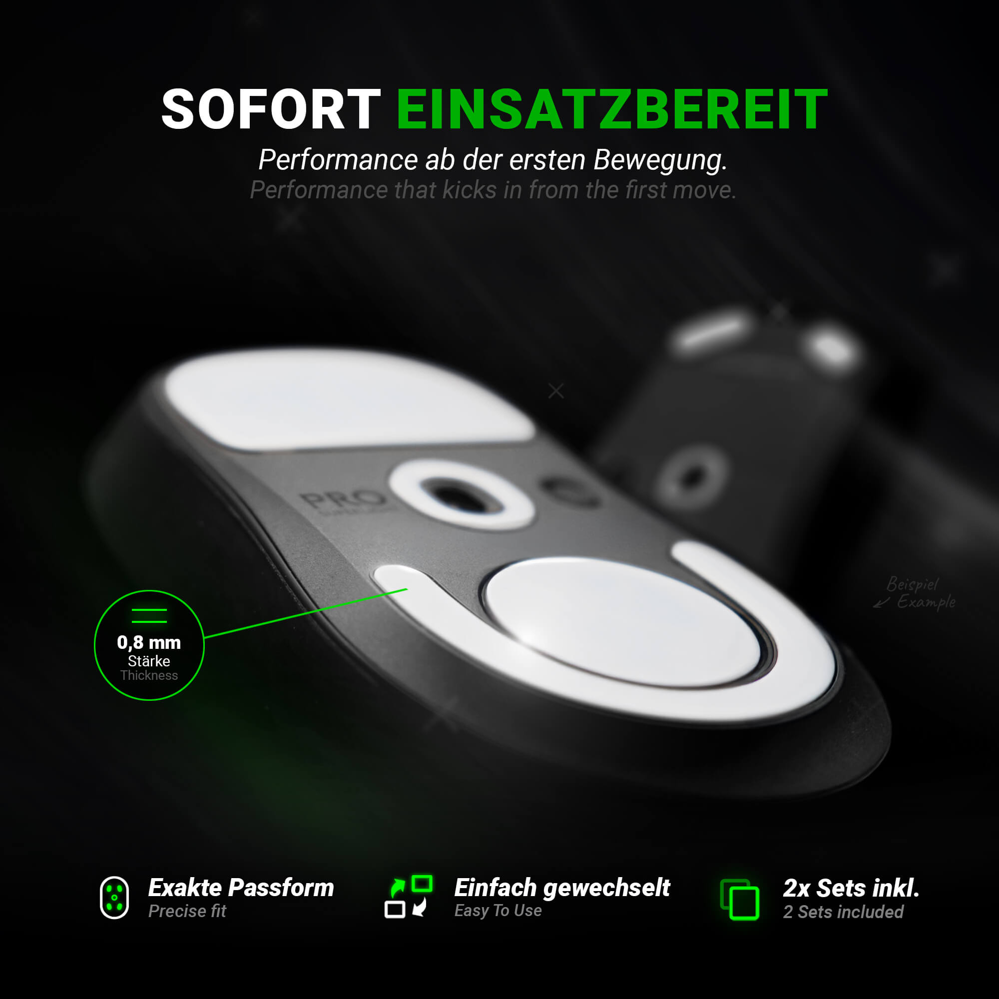 SensoryBoost HPS Mausfüße für Razer Deathadder V2 – PTFE, 2er Set