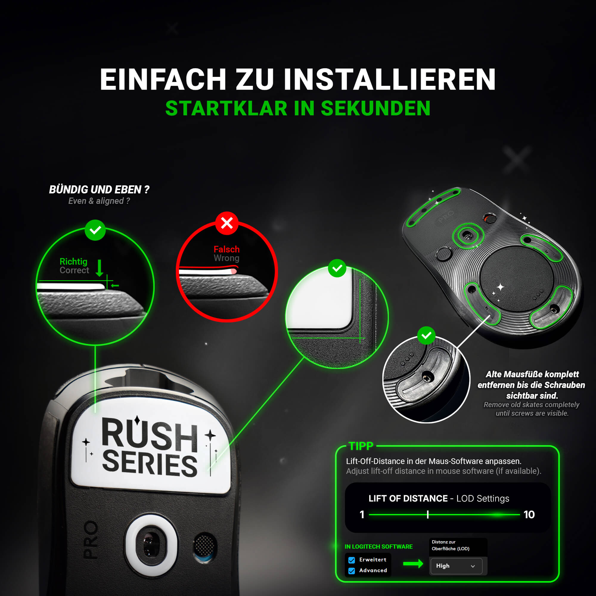 RUSH Glas Glides – für Razer Viper v3 PRO