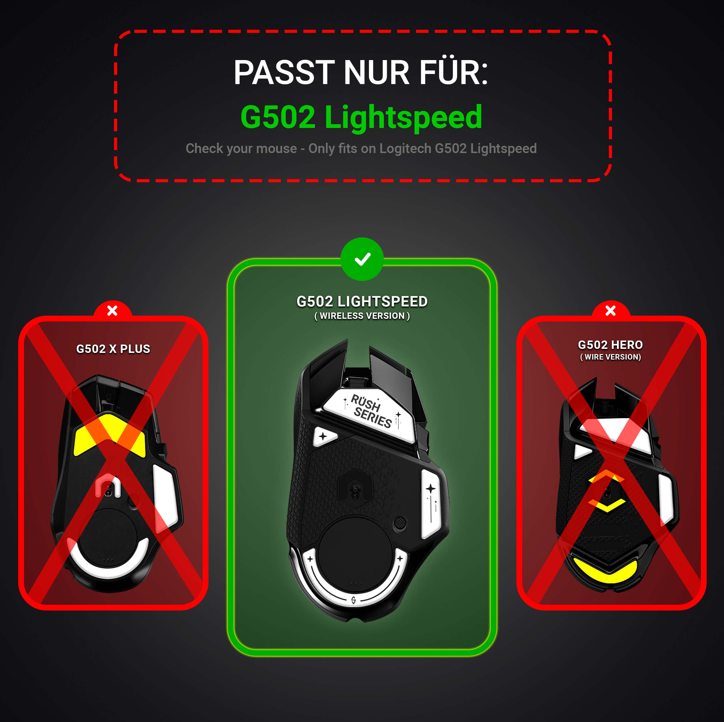 RUSH Glass Glides for Logitech G502 Wired Version