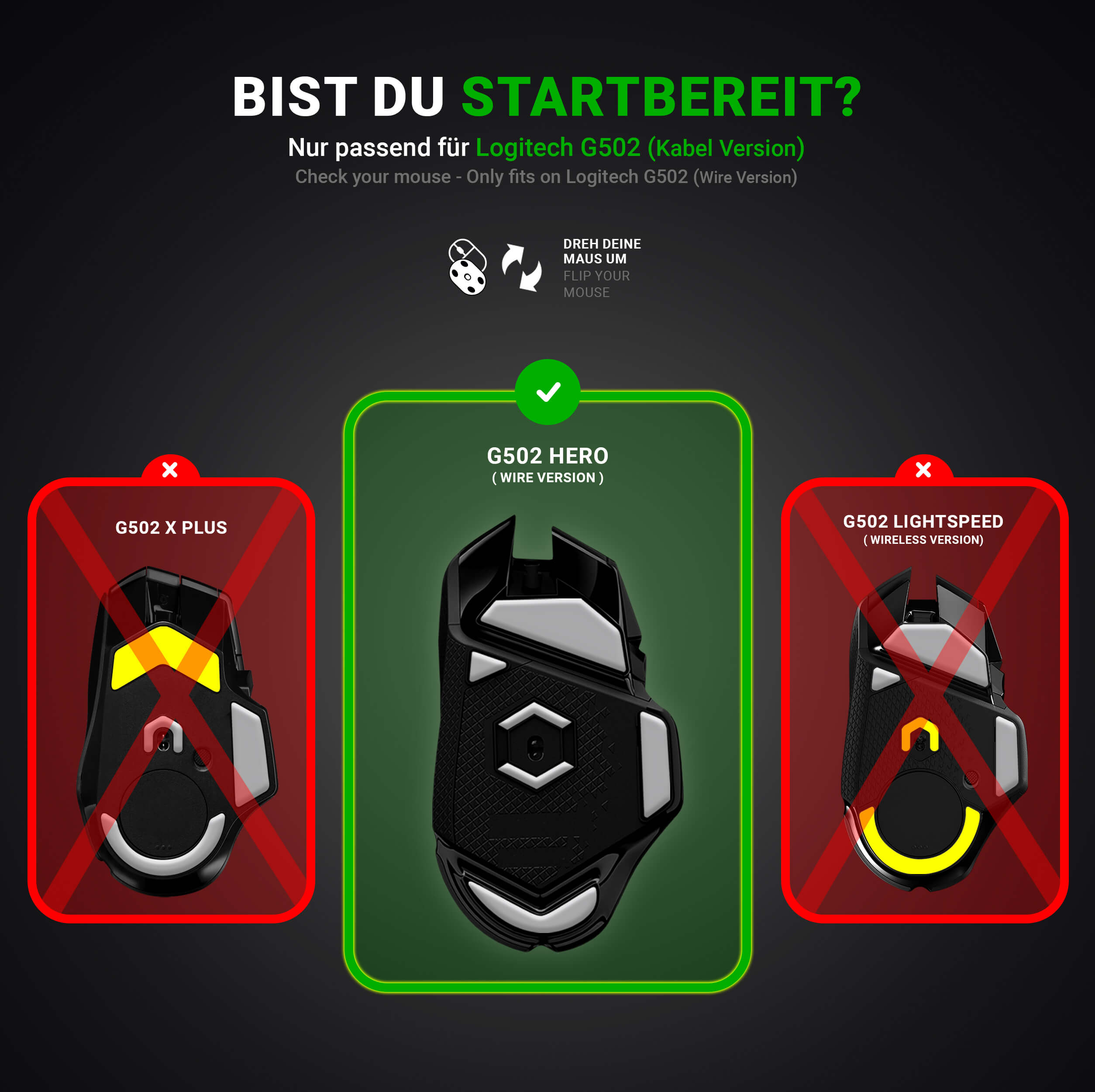 HPS Glides (2er Set) – für Logitech G502 Hero (Kabel Ver.)