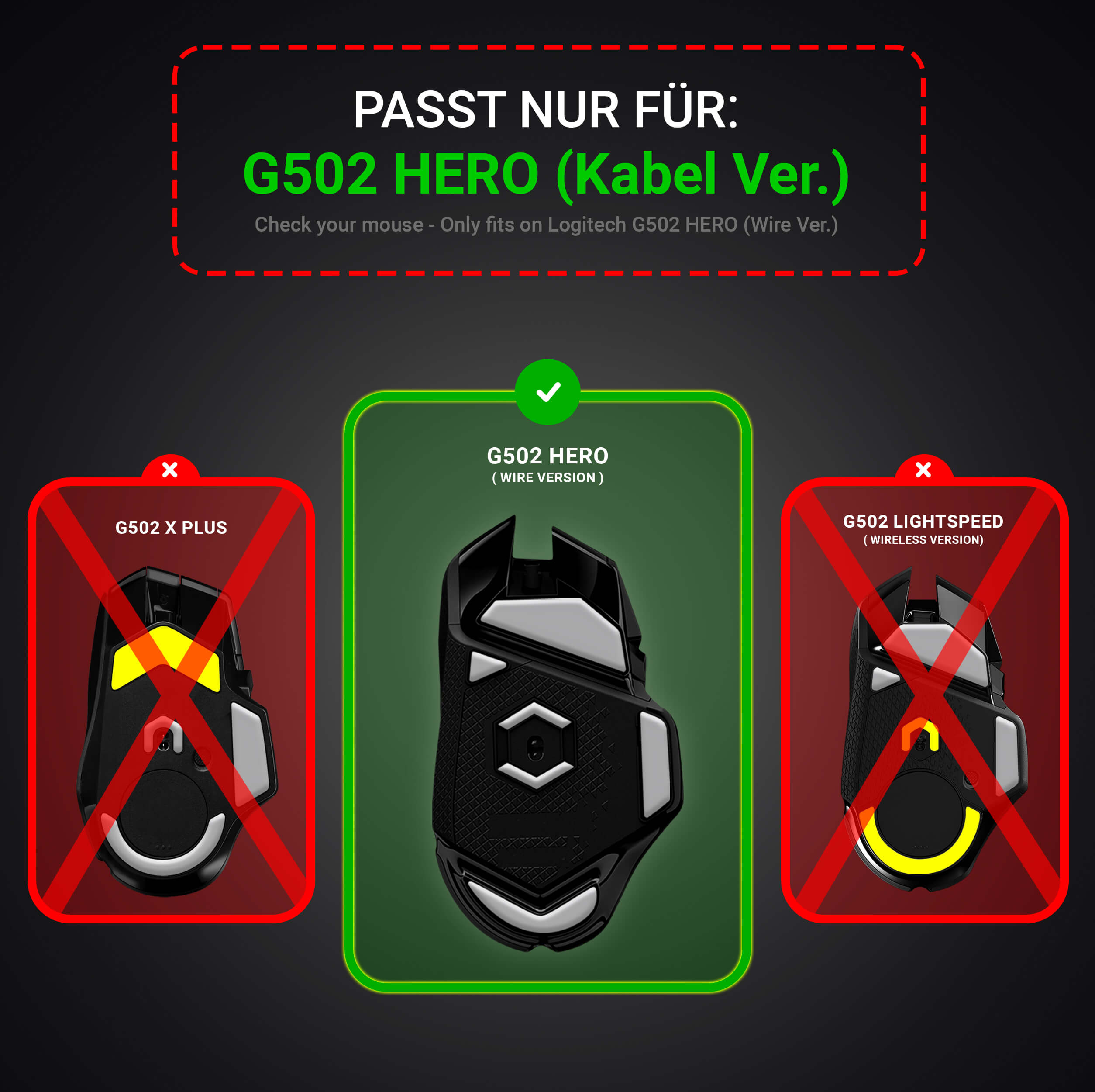 HPS Glides (2er Set) – für Logitech G502 Hero (Kabel Ver.)