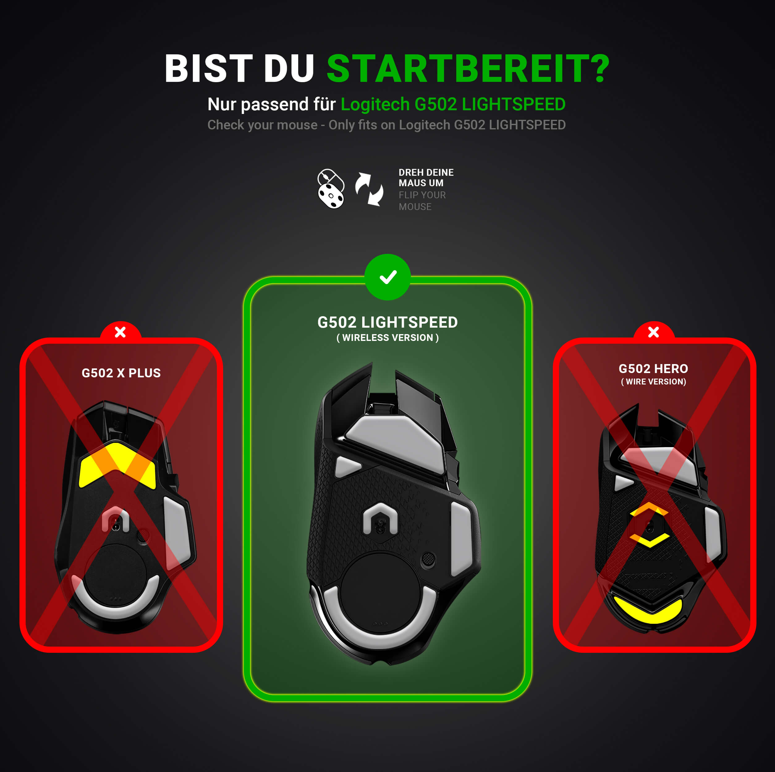 HPS Glides (2 Sets) for Logitech G502 Lightspeed Gaming Mouse - Upgrade Kit