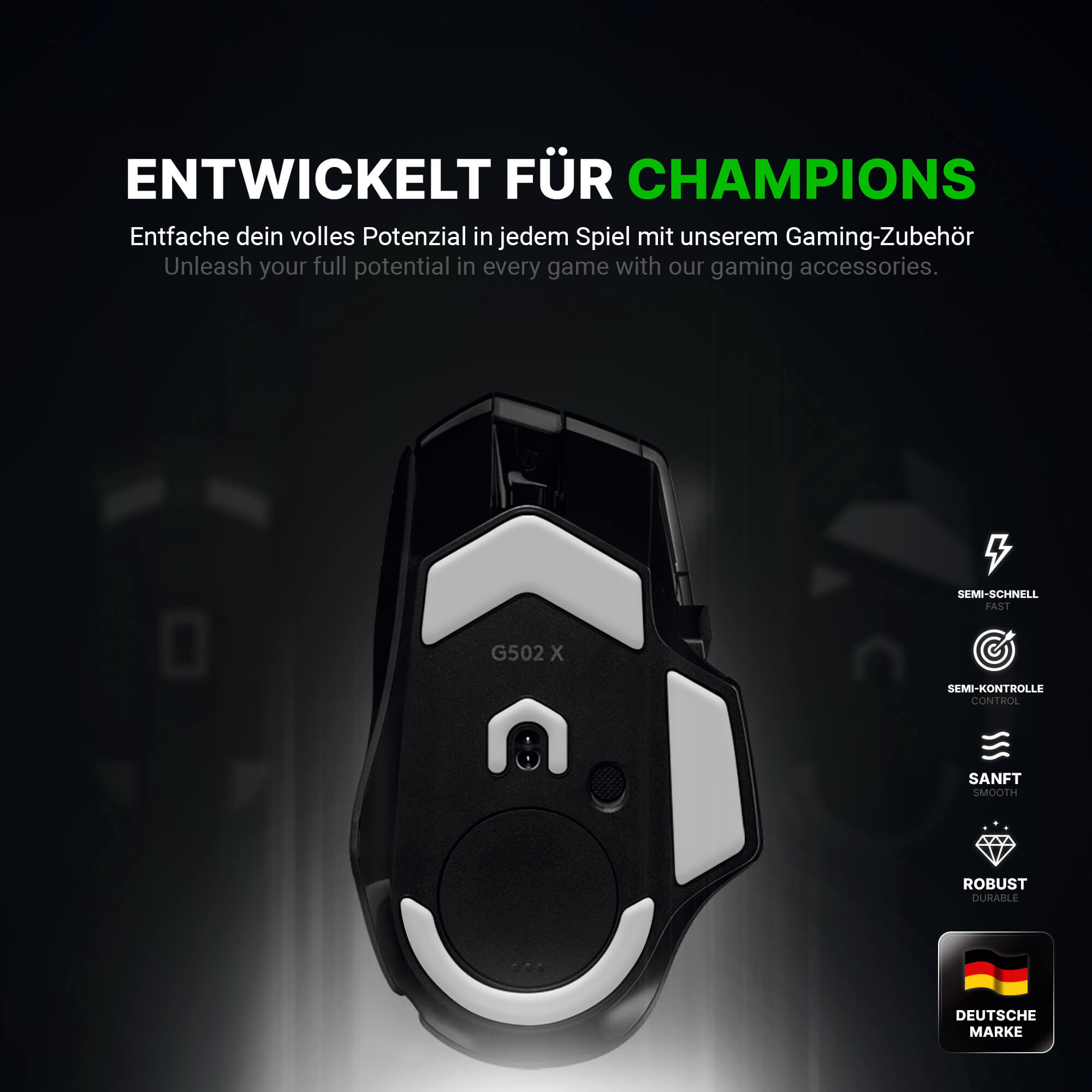 HPS Glides (2er Set) – für Logitech G502 X Plus, Lightspeed Gaming Maus