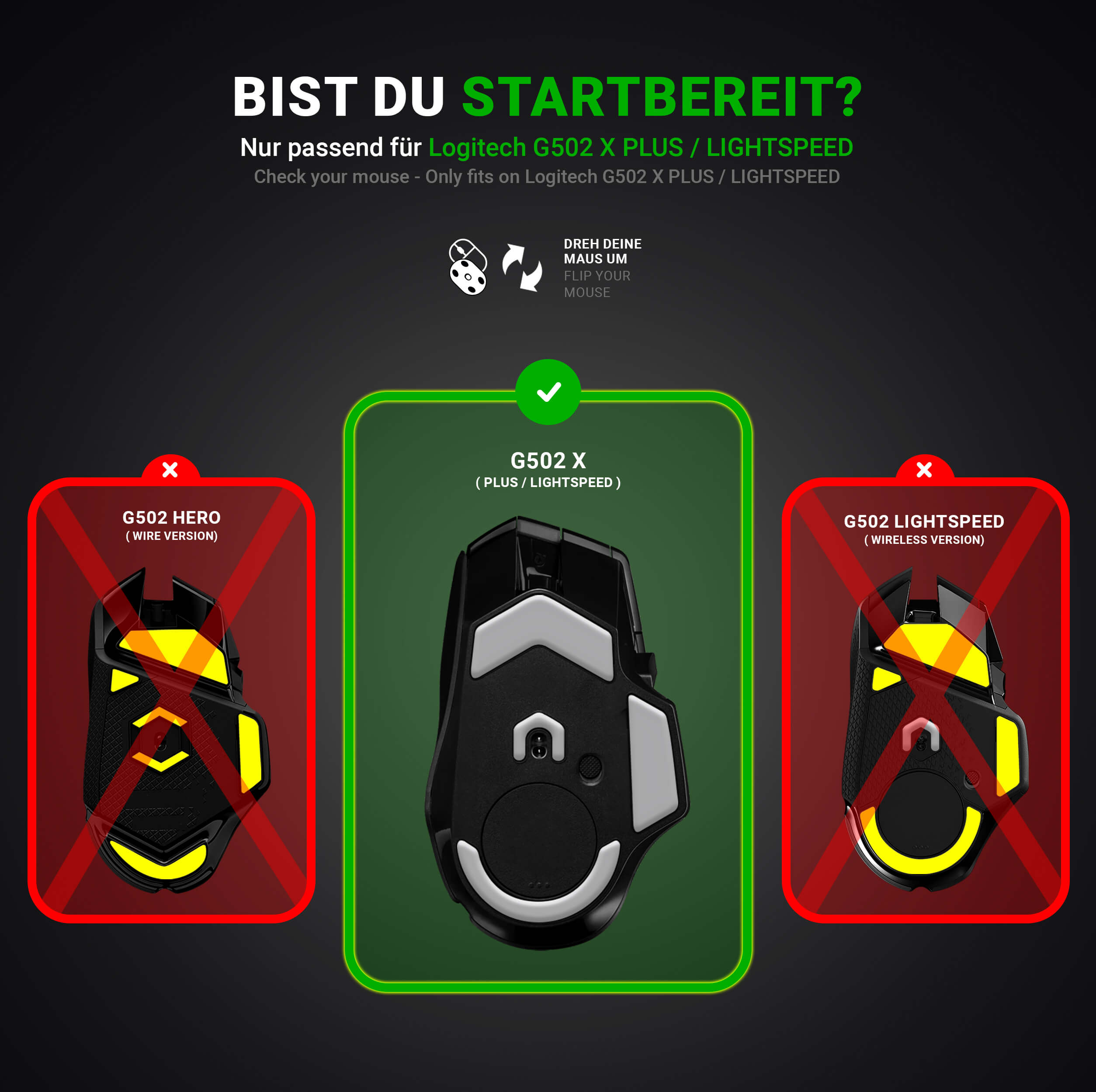 HPS Glides (2er Set) – für Logitech G502 X Plus, Lightspeed