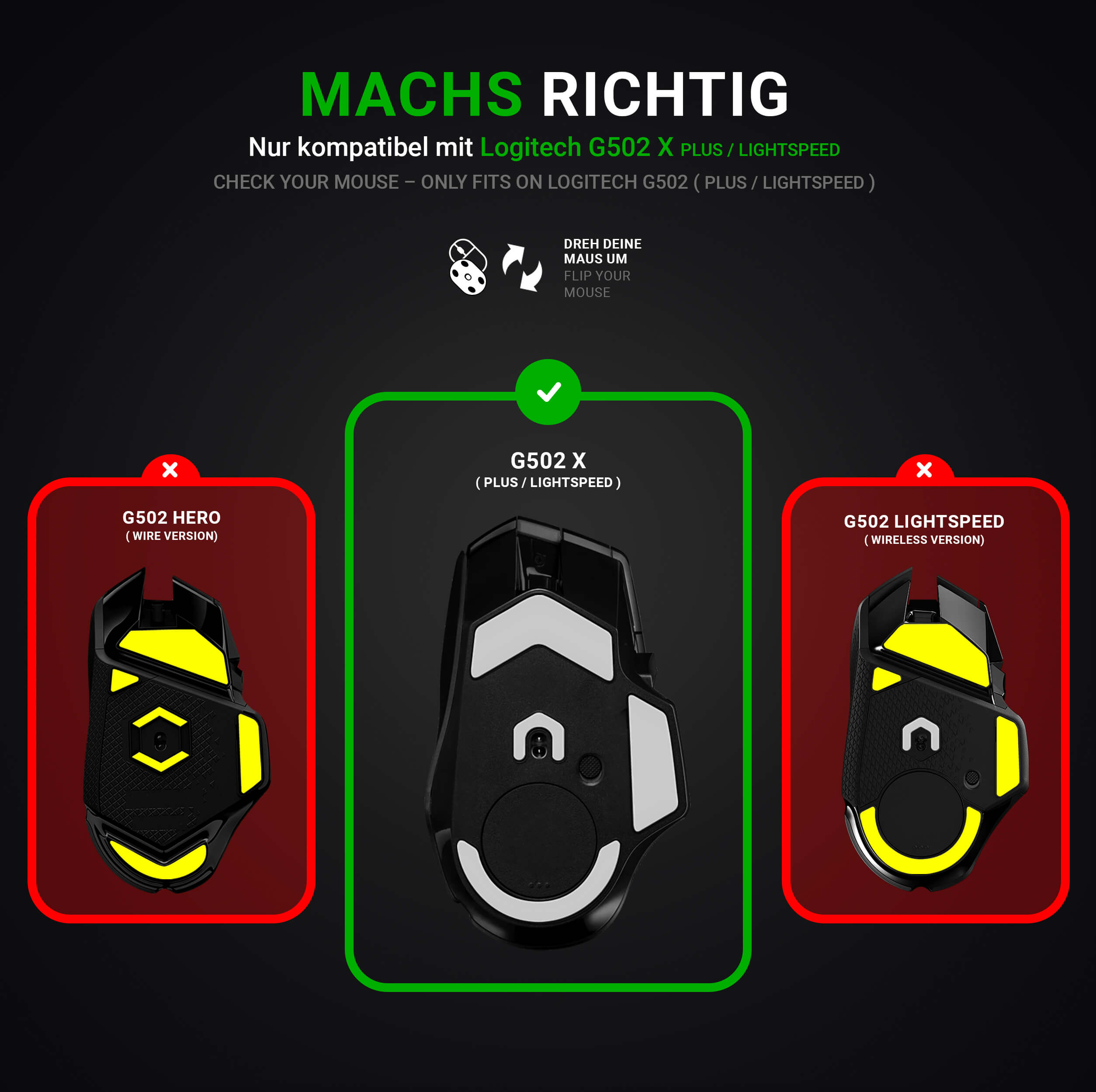 FPS Glides (2er Set) – für Logitech G502 X Plus, Lightspeed