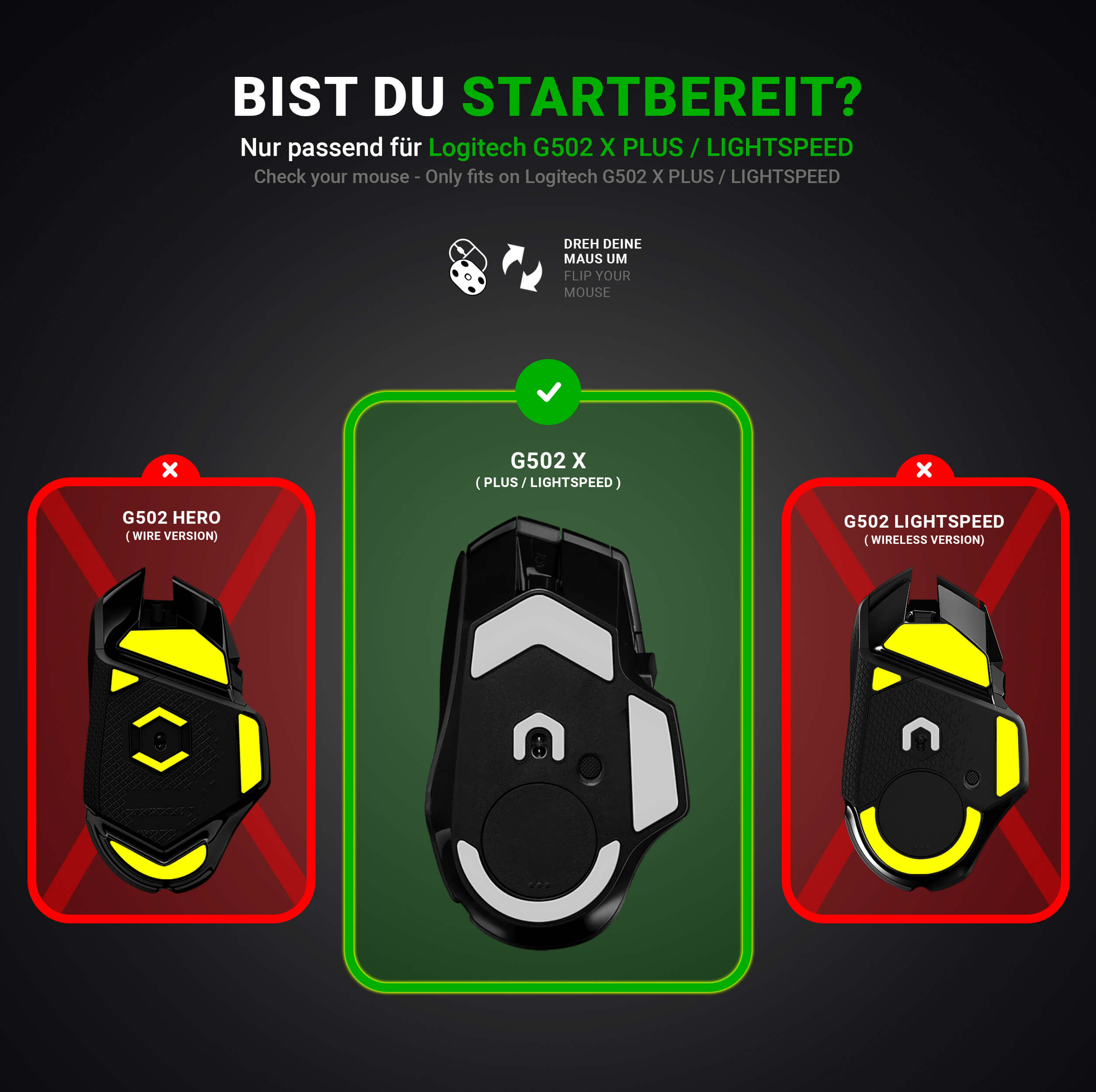 FPS Glides (2er Set) – für Logitech G502 X Plus, Lightspeed