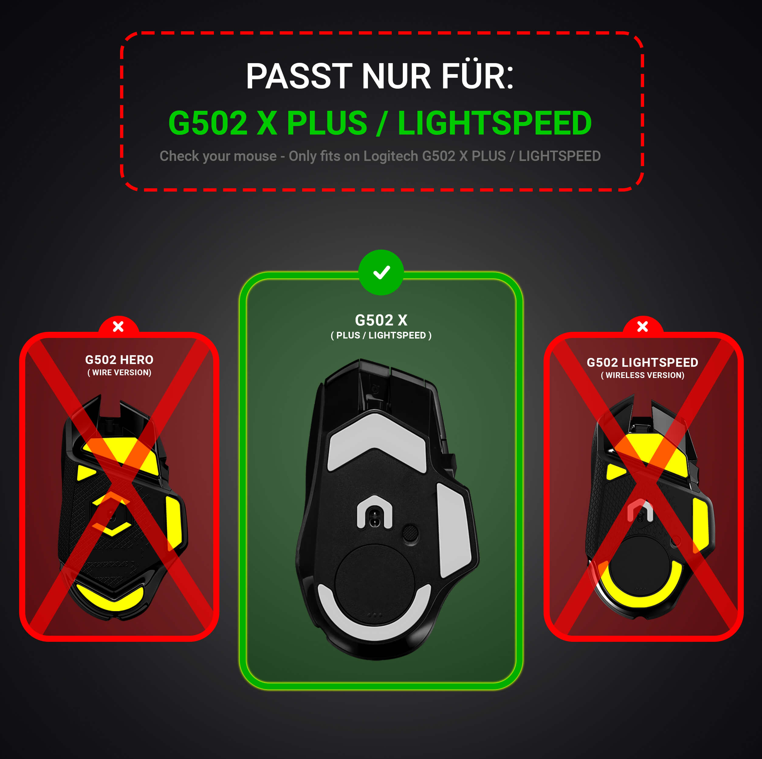FPS Glides (2er Set) – für Logitech G502 X Plus, Lightspeed