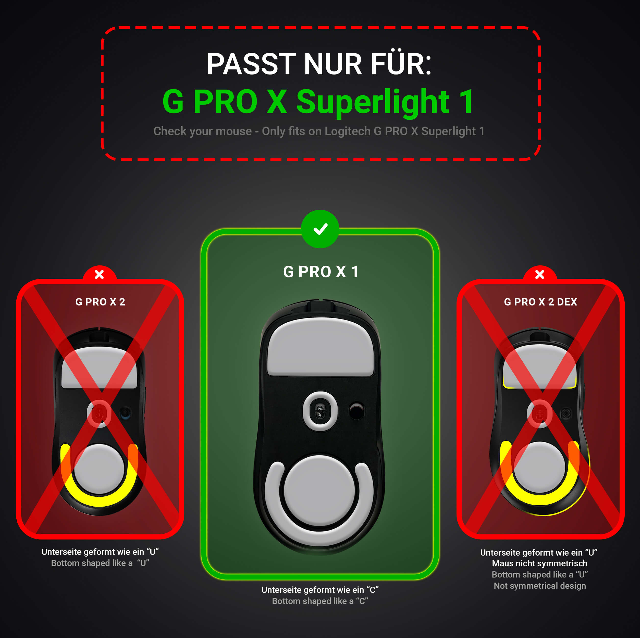 HPS Glides (2 Sets) for Logitech G PRO X 1 Superlight