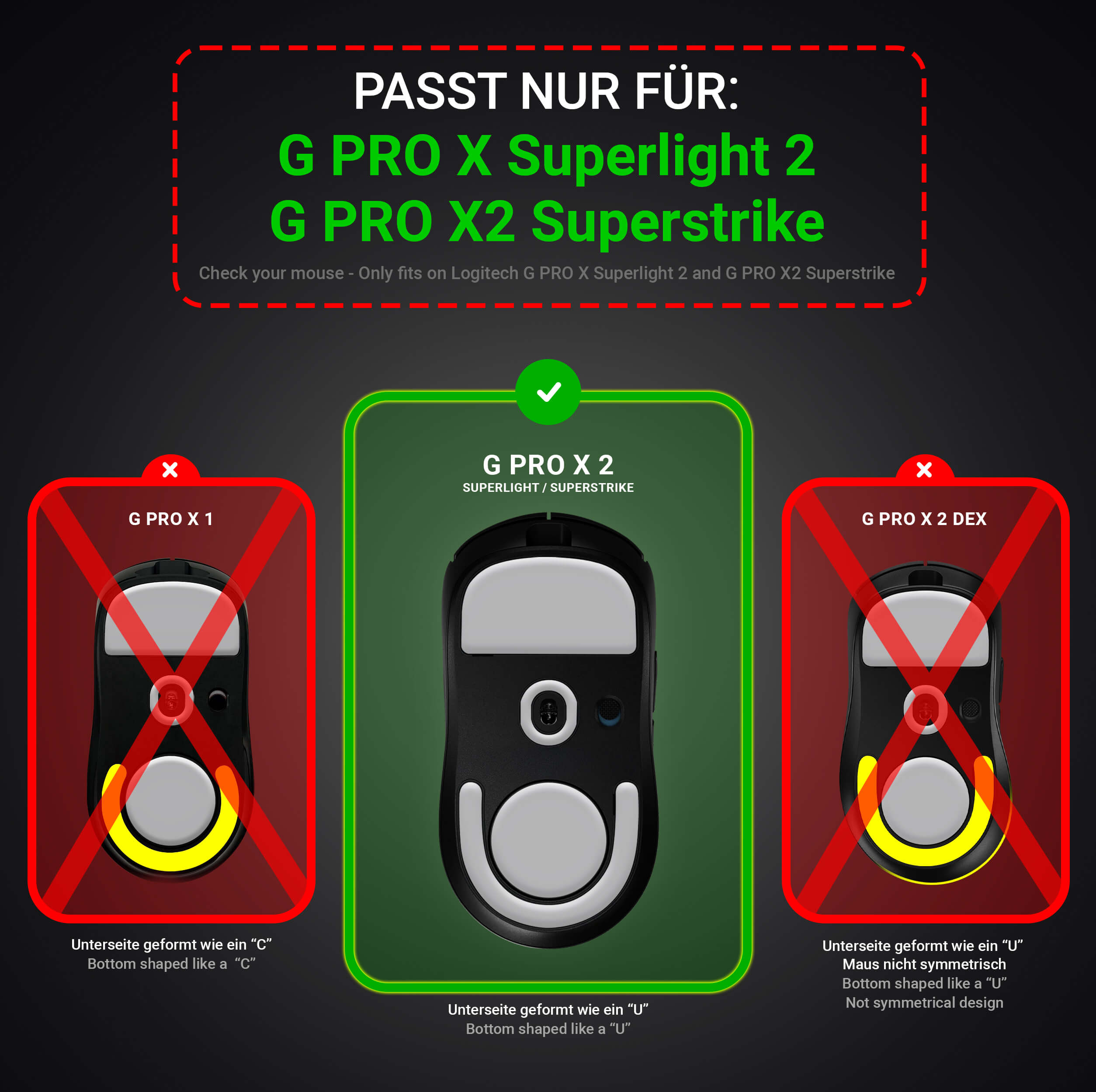 HPS Glides (2 Sets) for Logitech G PRO X2 Superstrike