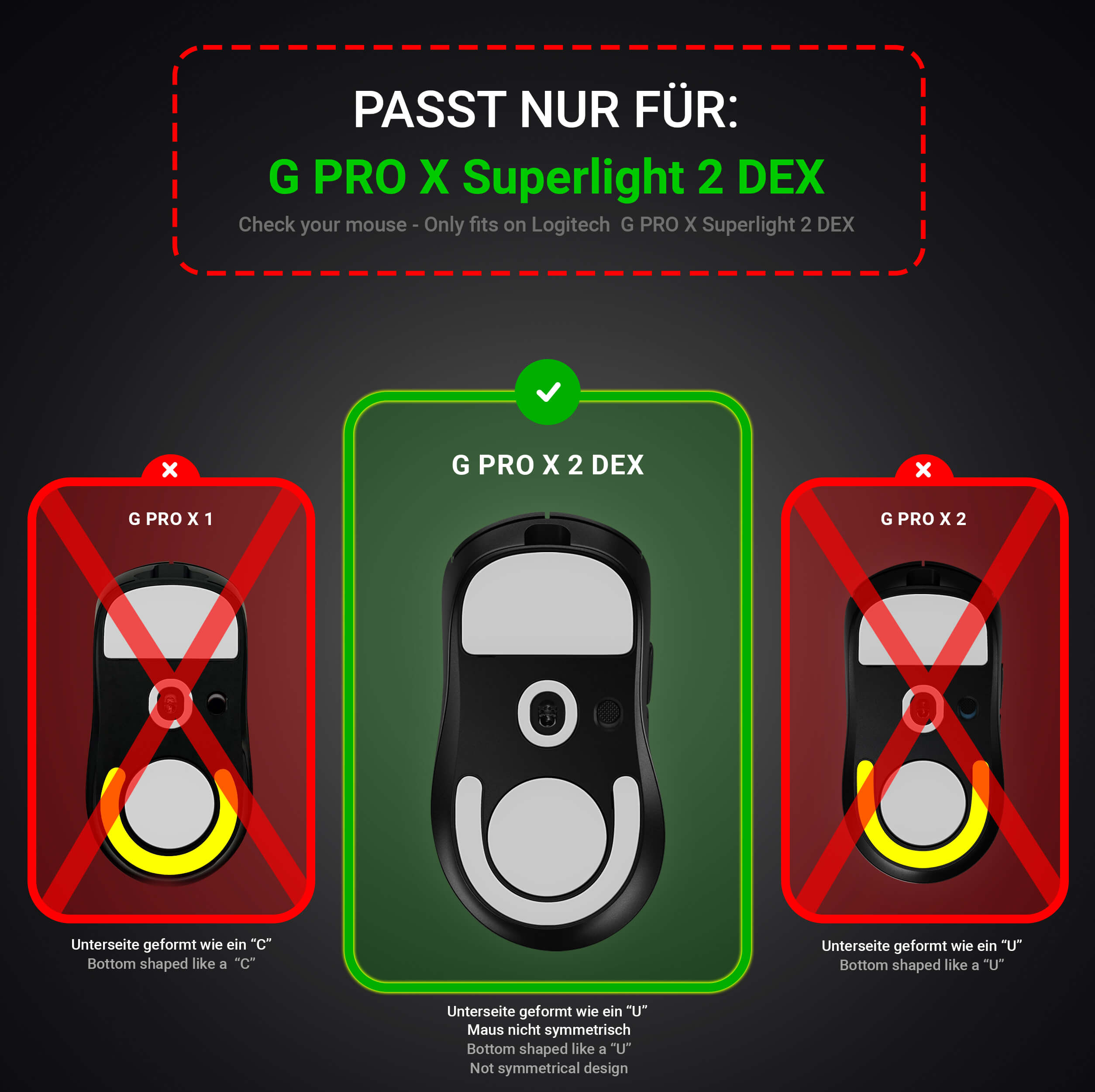 FPS Glides - 2 Sets - for Logitech G PRO X Superlight 2 DEX