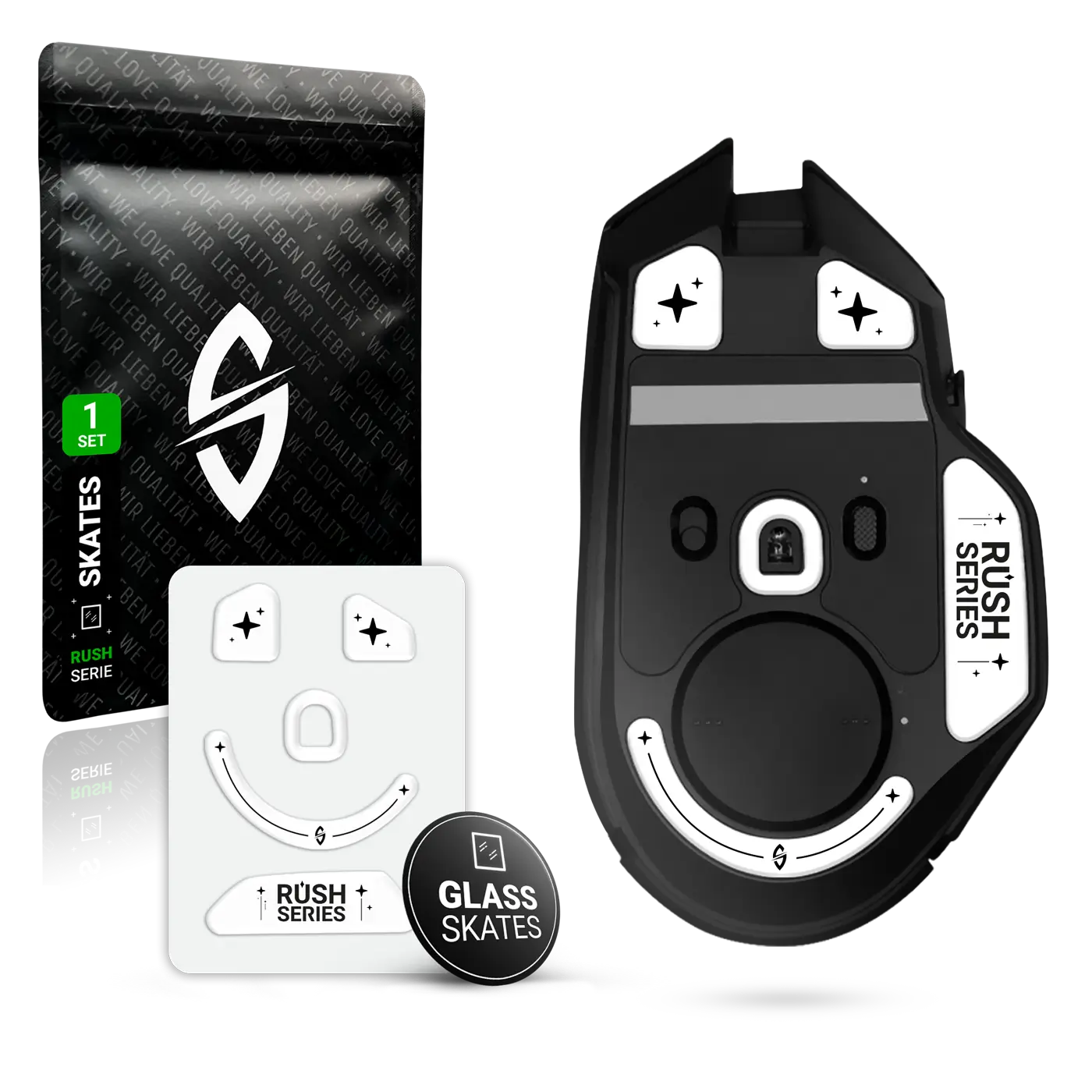 RUSH Series – Mausfüße für Razer Basilisk V3 PRO – Glas (Aluminosilikat)