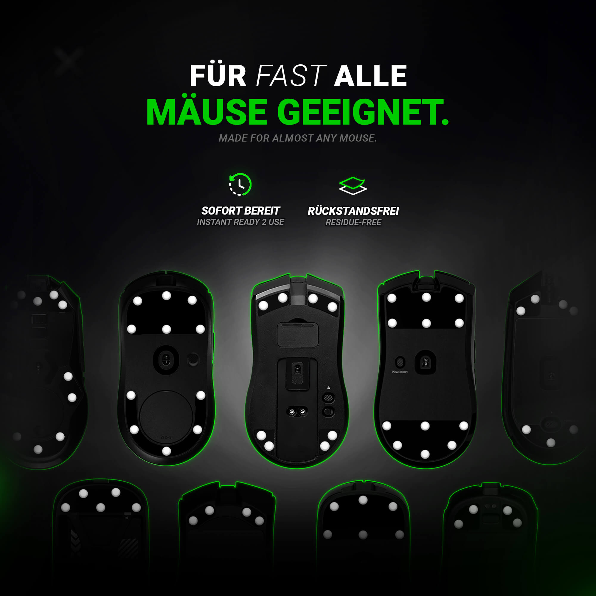 DPS (d) 2.0 Skates – 40 Stück – Universelle Ersatz-Mausfüße Dots