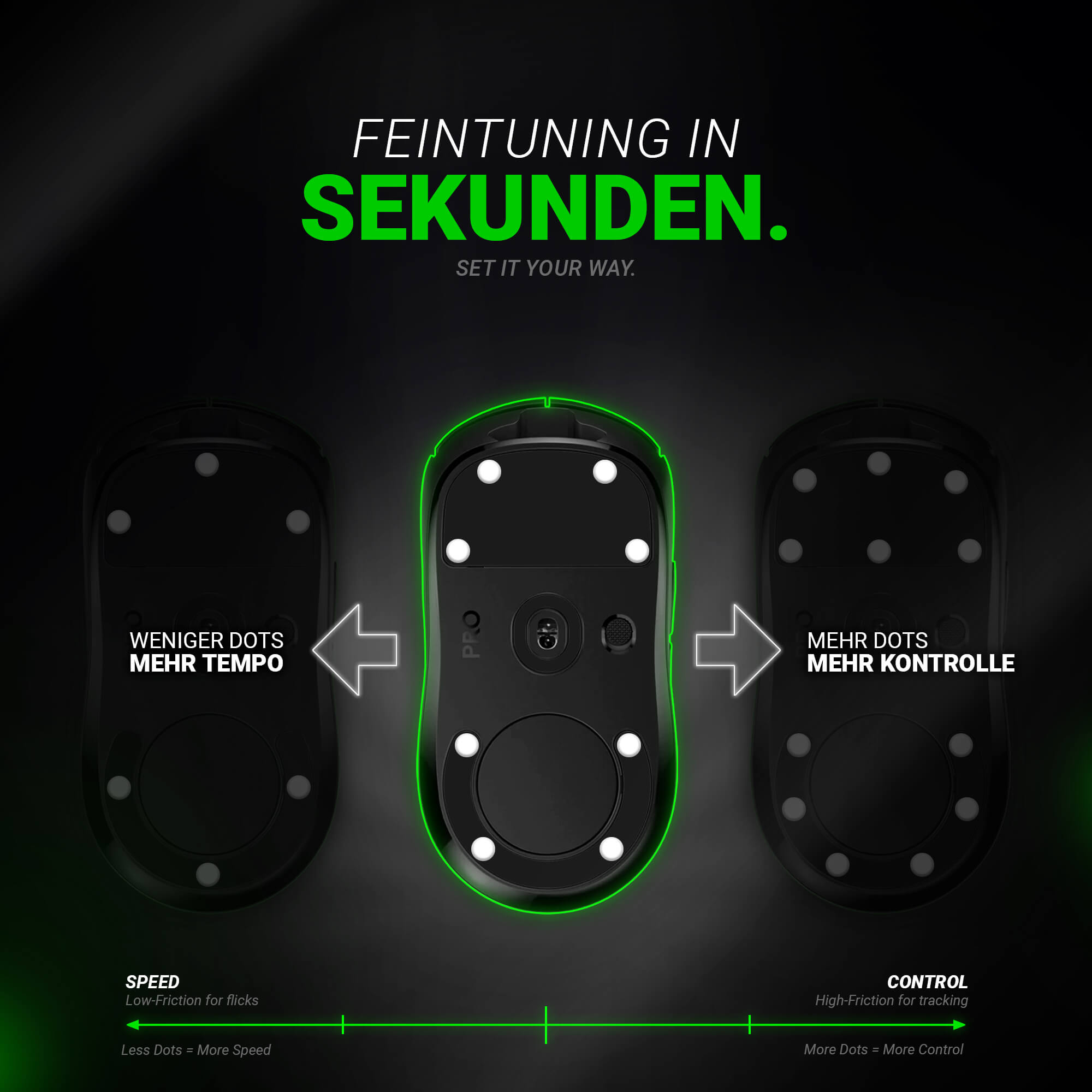 DPS (d) 2.0 Skates – 40 Stück – Universelle Ersatz-Mausfüße Dots