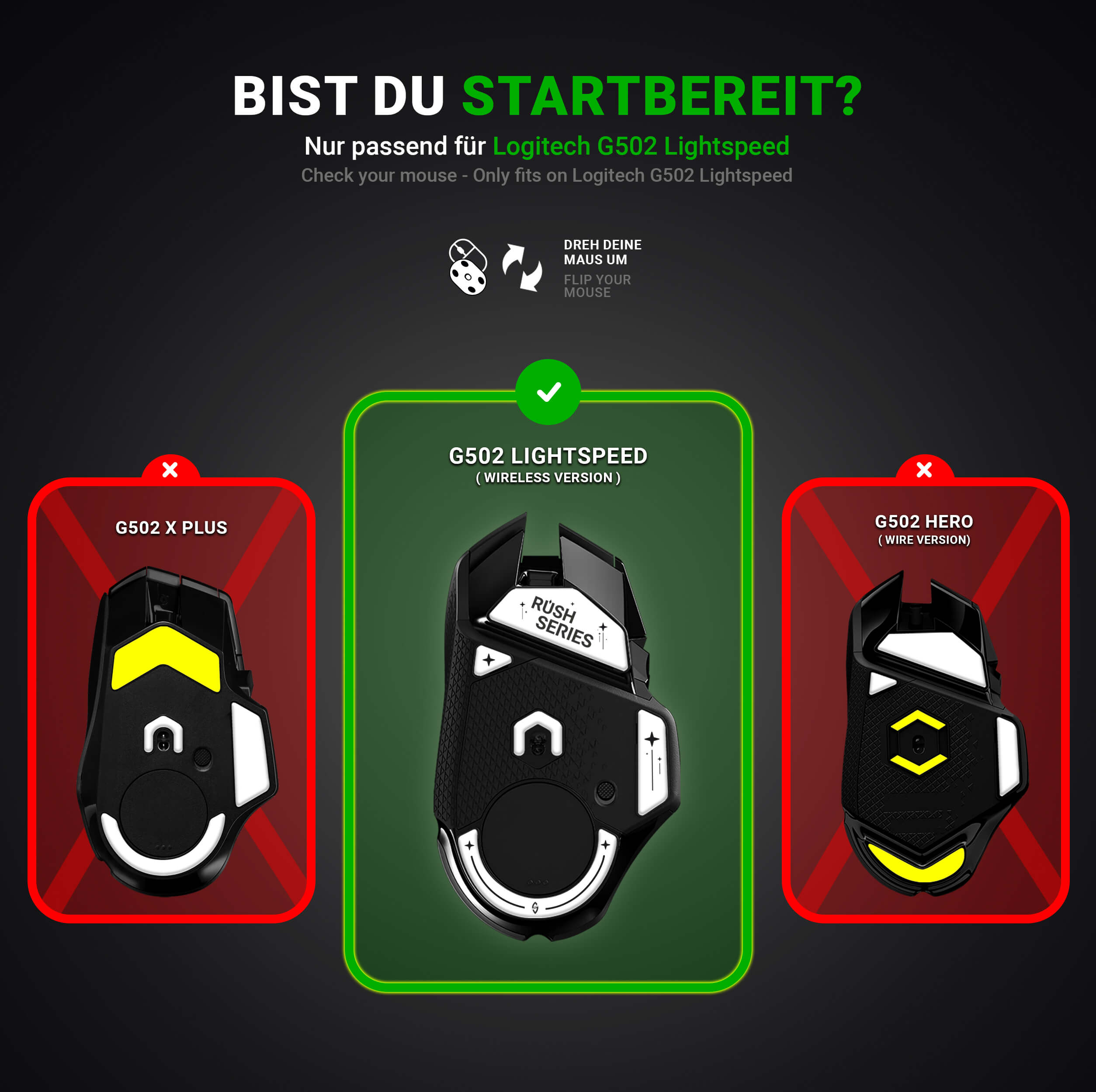 RUSH Glas Glides – für Logitech G502 Lightspeed