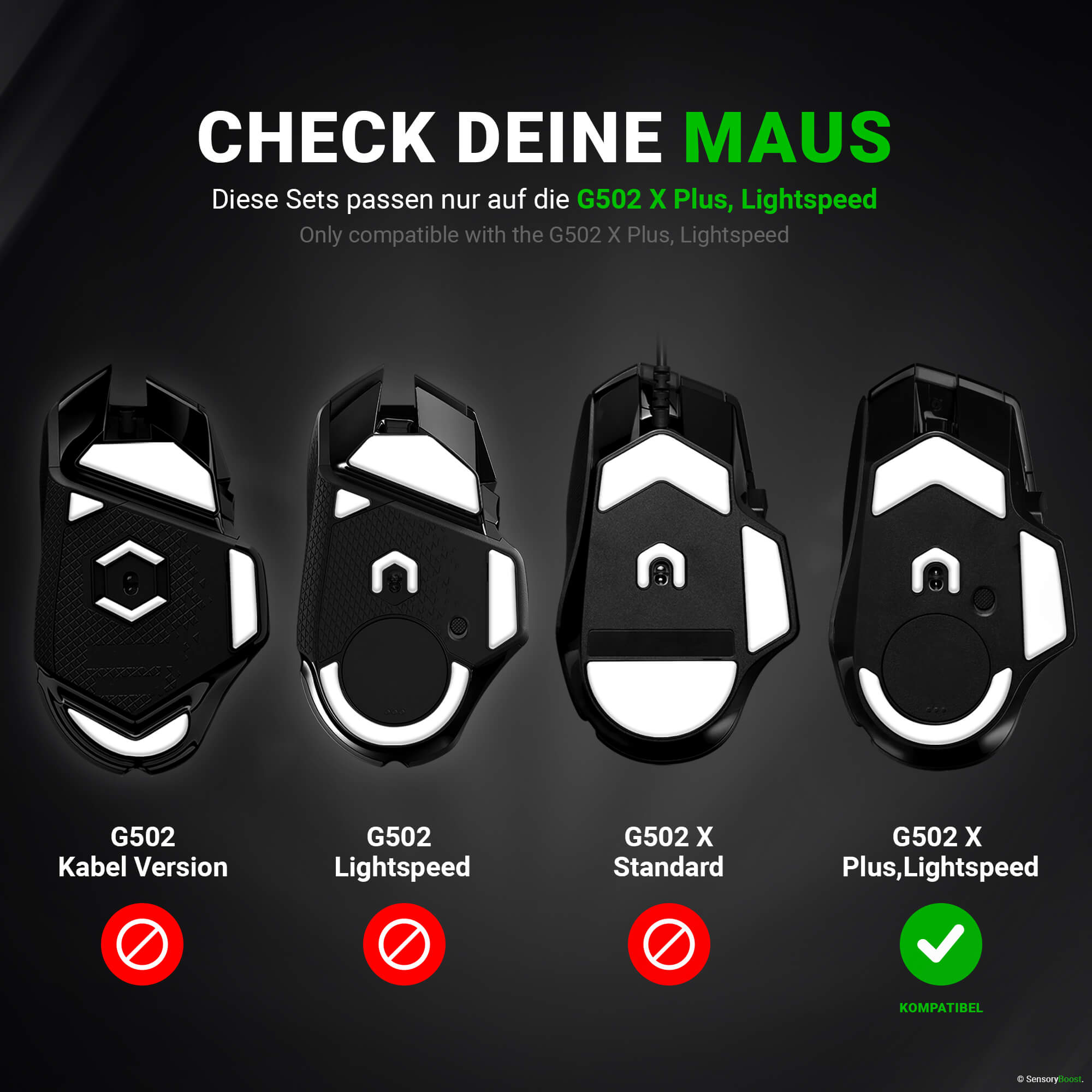 RUSH Series – Mausfüße für Logitech G502 X Plus, Lightspeed – Glas (Aluminosilikat)