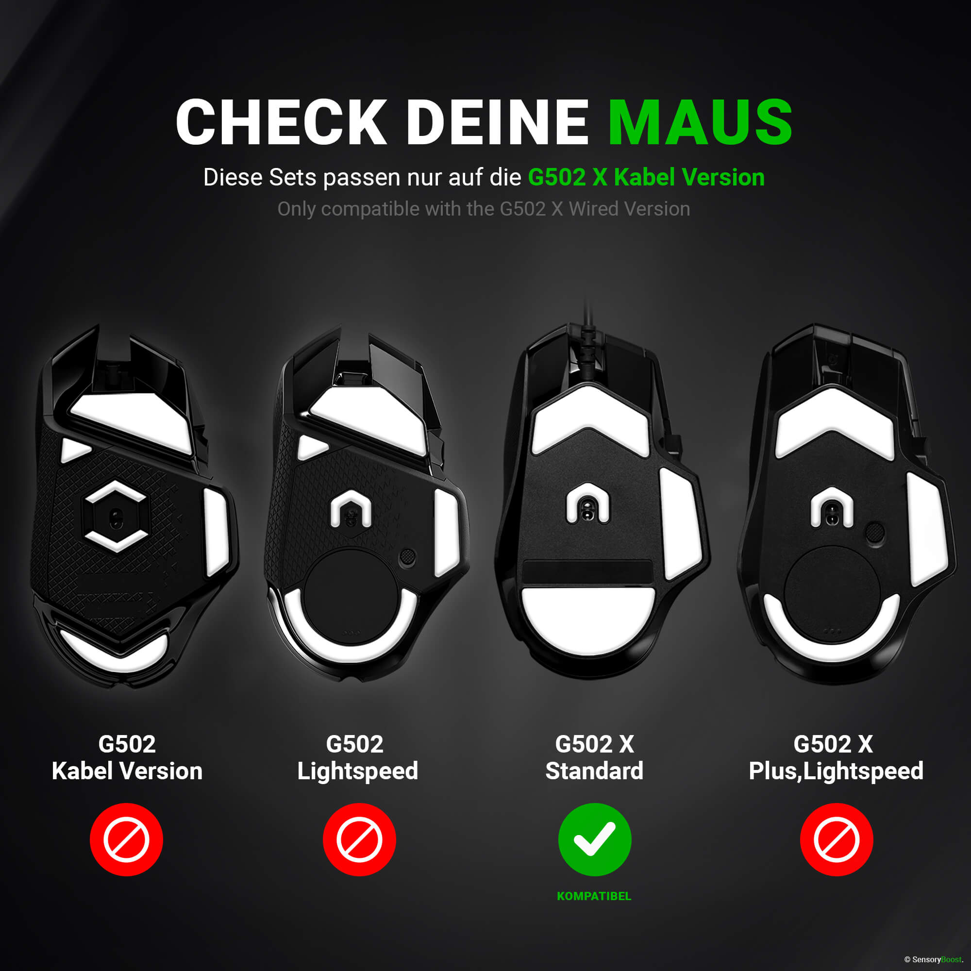 DPS Series – Mausfüße für Logitech G502 X (Kabel Ver.) – PTFE