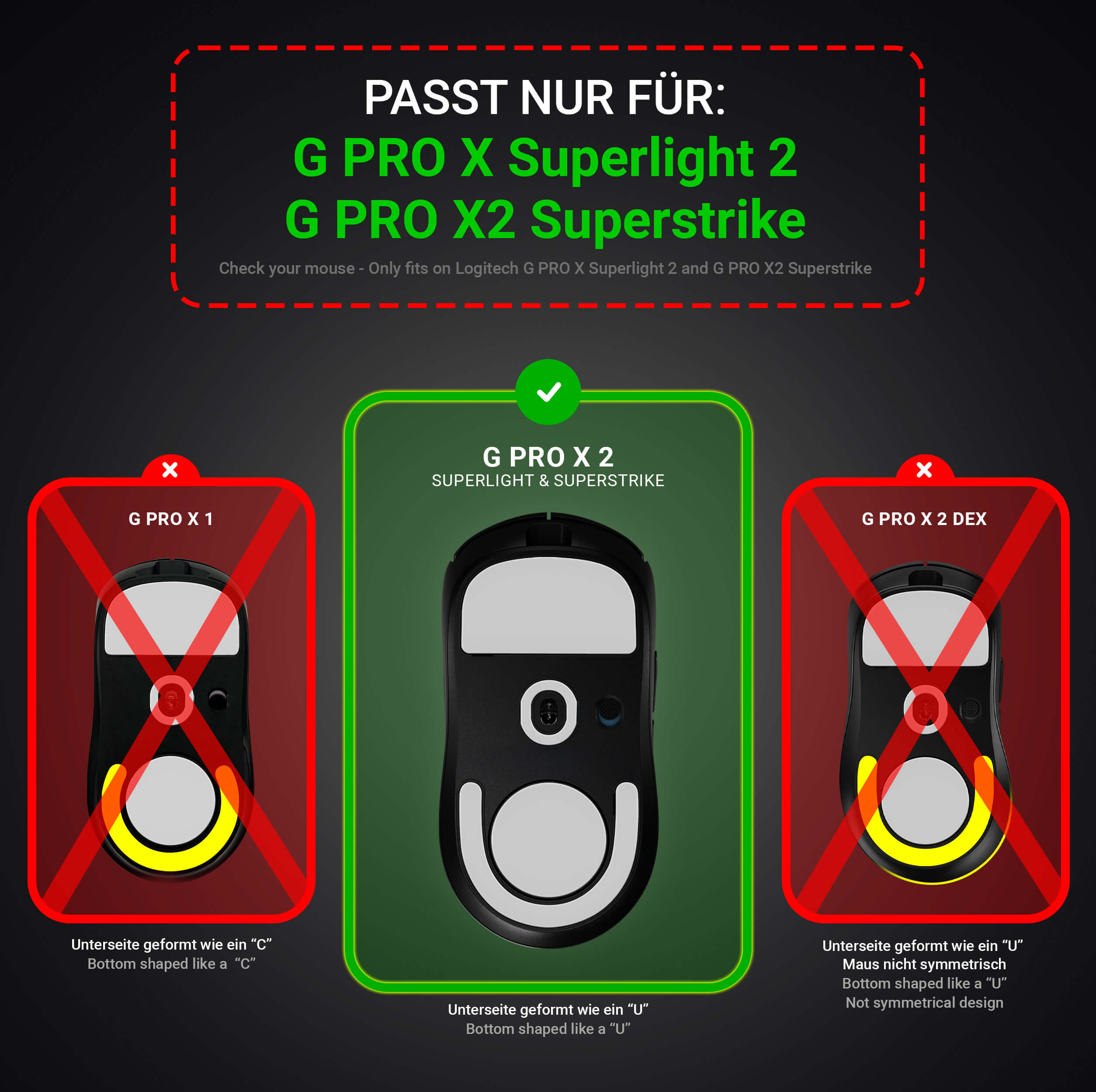 FPS Glides (2x) for Logitech G PRO X2 Superstrike