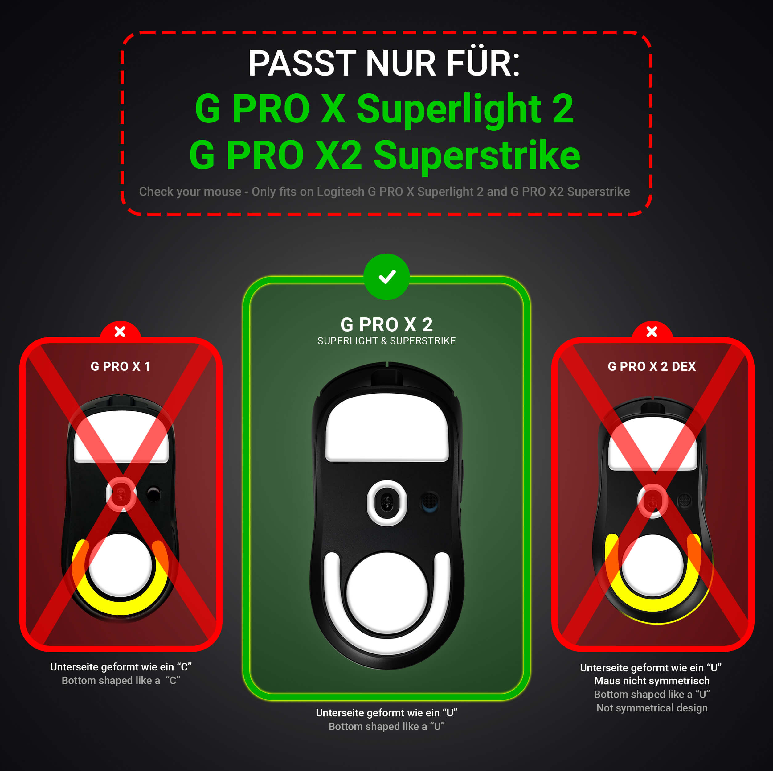 DPS Glides (2x) for Logitech G PRO X2 Superstrike