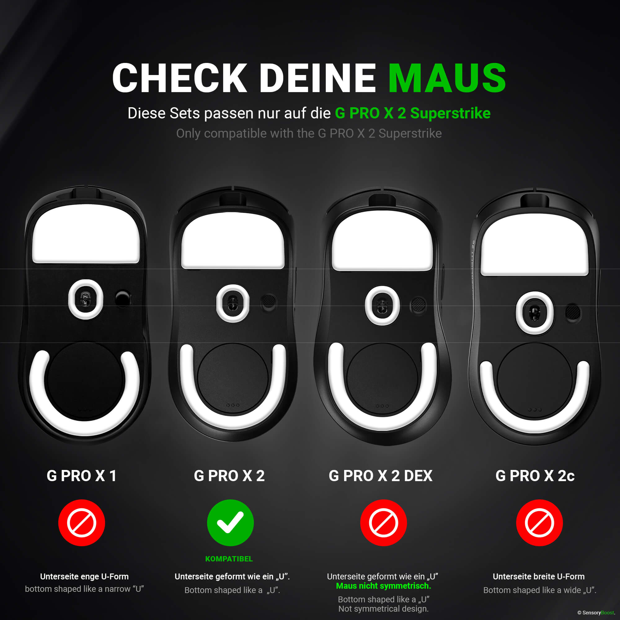 RUSH Series – Mausfüße für Logitech G PRO X2 Superstrike – Glas (Aluminosilikat)